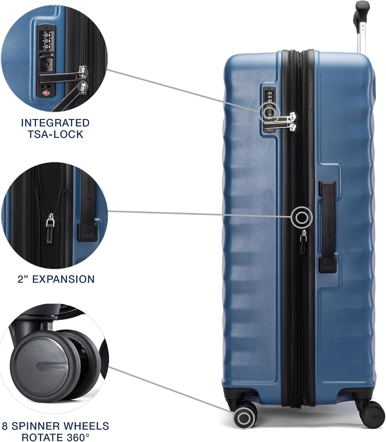 image:imageTravelpro Maxlite Air V2 Hardside Expandable Checked Black 28Inch Lightweight Polycarbonate Hard Shell Luggage 8 Spinner Wheels TSA Lock amp Durable Construction Men amp WomenEnsign Blue