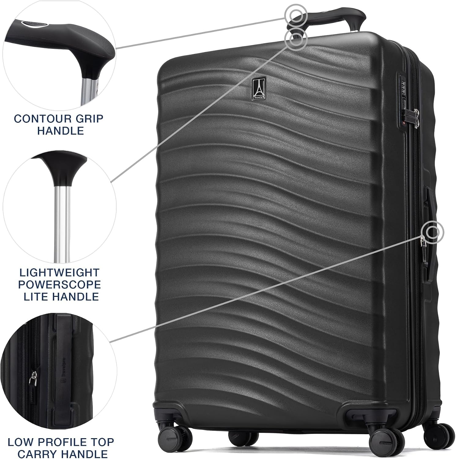 image:imageTravelpro Maxlite Air V2 Hardside Expandable Checked Black 28Inch Lightweight Polycarbonate Hard Shell Luggage 8 Spinner Wheels TSA Lock amp Durable Construction Men amp WomenBlack