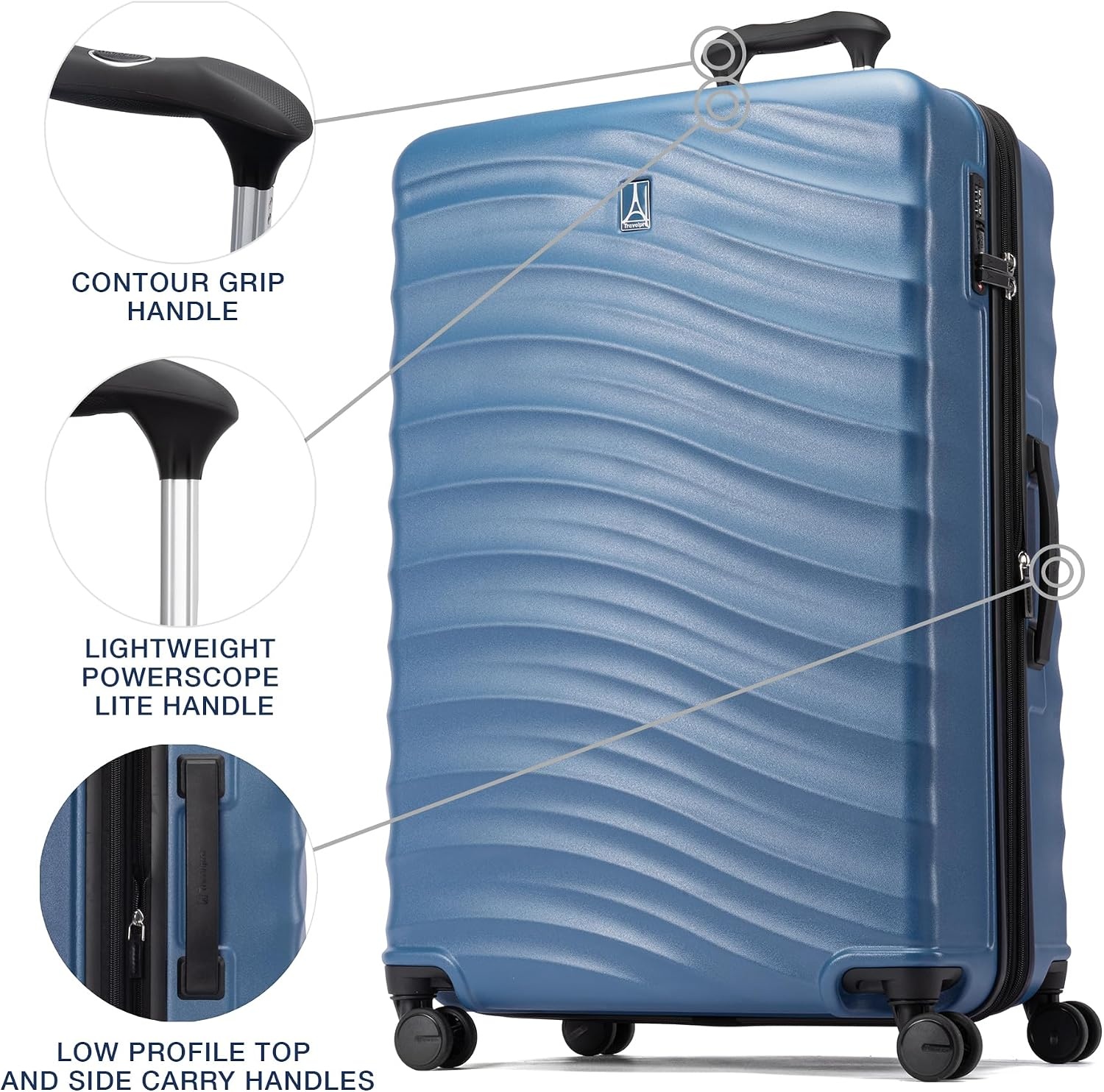 image:imageTravelpro Maxlite Air V2 Hardside Expandable Checked Black 28Inch Lightweight Polycarbonate Hard Shell Luggage 8 Spinner Wheels TSA Lock amp Durable Construction Men amp WomenEnsign Blue