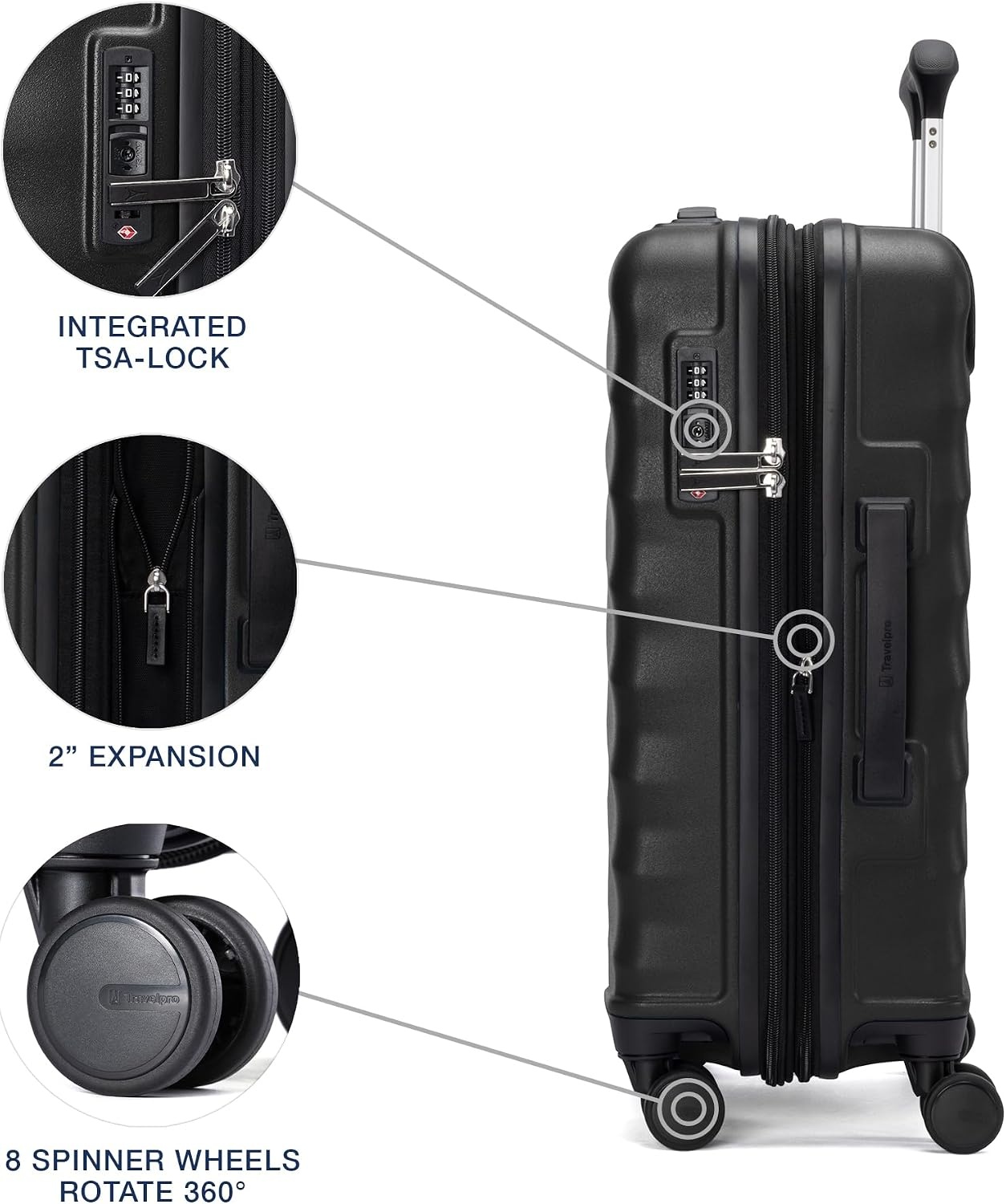 image:imageTravelpro Maxlite Air V2 Hardside Expandable Checked Black 28Inch Lightweight Polycarbonate Hard Shell Luggage 8 Spinner Wheels TSA Lock amp Durable Construction Men amp WomenBlack