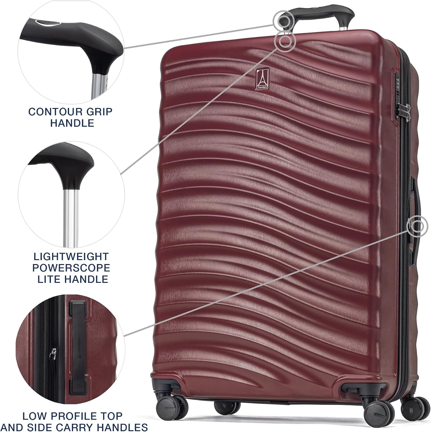 image:imageTravelpro Maxlite Air V2 Hardside Expandable Checked Black 28Inch Lightweight Polycarbonate Hard Shell Luggage 8 Spinner Wheels TSA Lock amp Durable Construction Men amp WomenCabernet