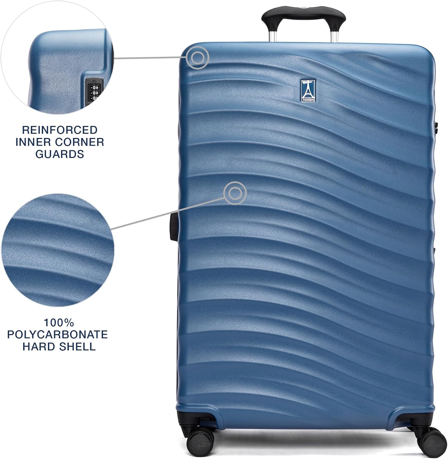 image:imageTravelpro Maxlite Air V2 Hardside Expandable Checked Black 28Inch Lightweight Polycarbonate Hard Shell Luggage 8 Spinner Wheels TSA Lock amp Durable Construction Men amp WomenEnsign Blue