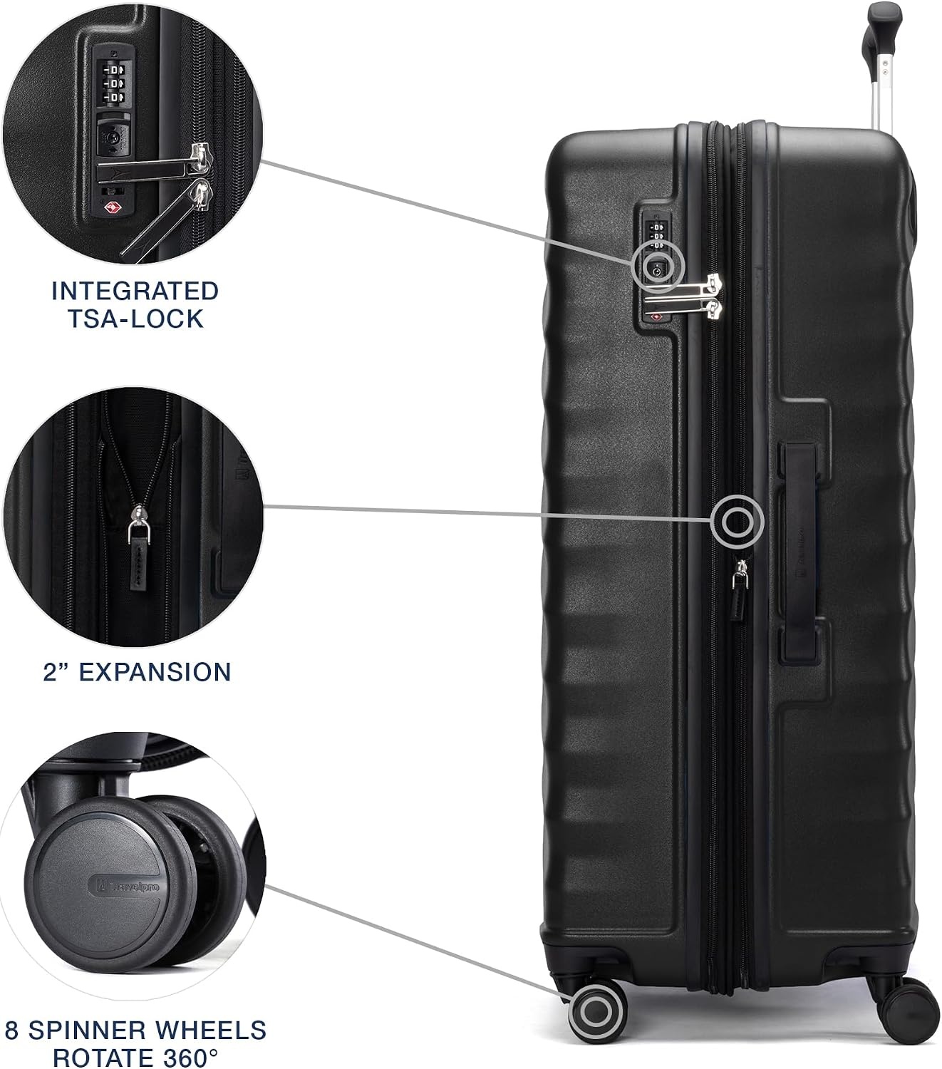 image:imageTravelpro Maxlite Air V2 Hardside Expandable Checked Black 28Inch Lightweight Polycarbonate Hard Shell Luggage 8 Spinner Wheels TSA Lock amp Durable Construction Men amp WomenBlack