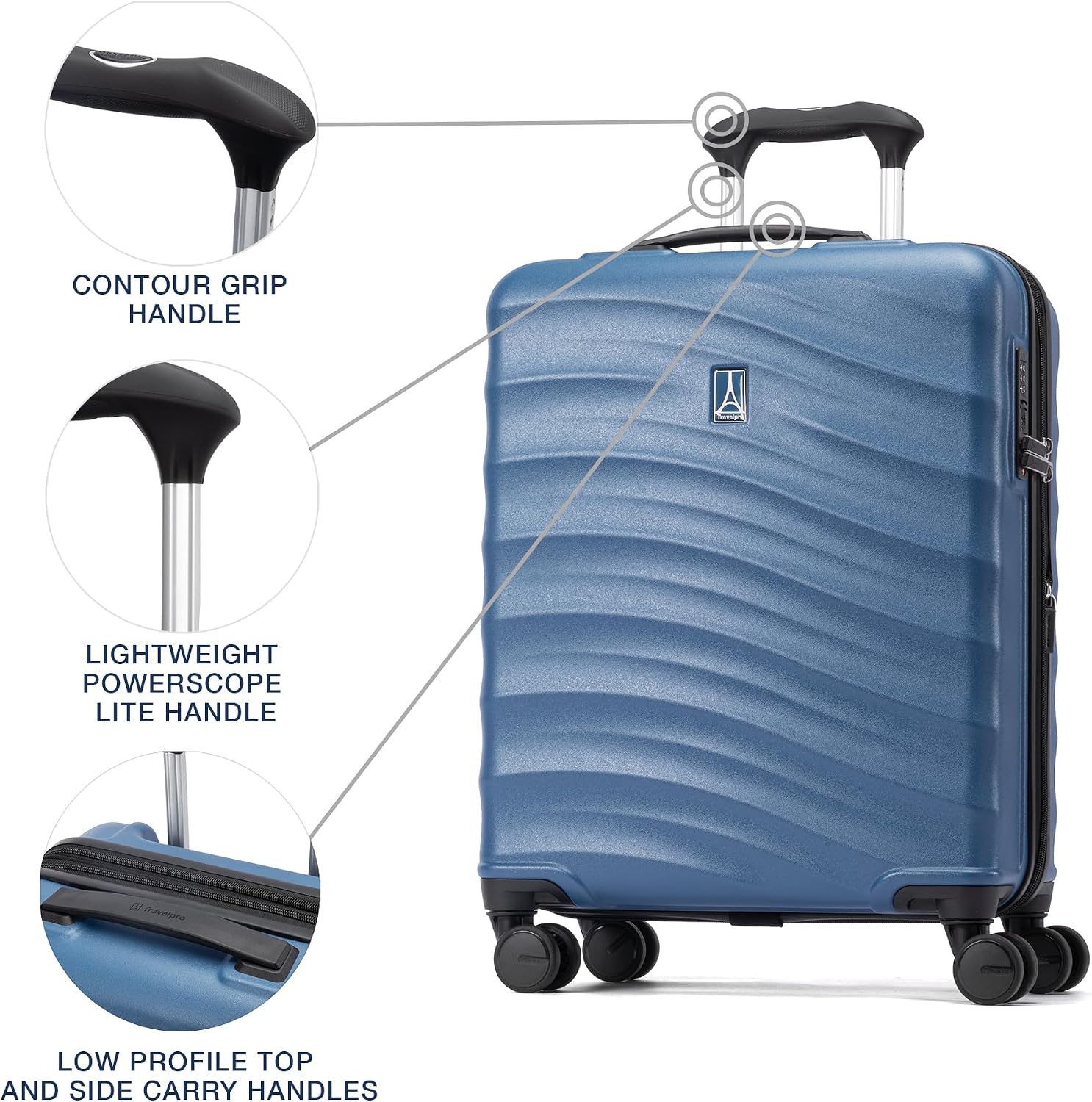 image:imageTravelpro Maxlite Air V2 Hardside Expandable Checked Black 28Inch Lightweight Polycarbonate Hard Shell Luggage 8 Spinner Wheels TSA Lock amp Durable Construction Men amp WomenEnsign Blue