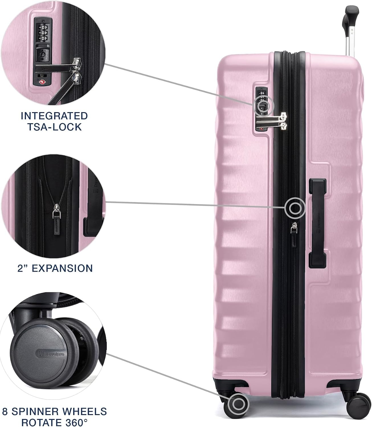 image:imageTravelpro Maxlite Air V2 Hardside Expandable Checked Black 28Inch Lightweight Polycarbonate Hard Shell Luggage 8 Spinner Wheels TSA Lock amp Durable Construction Men amp WomenPink