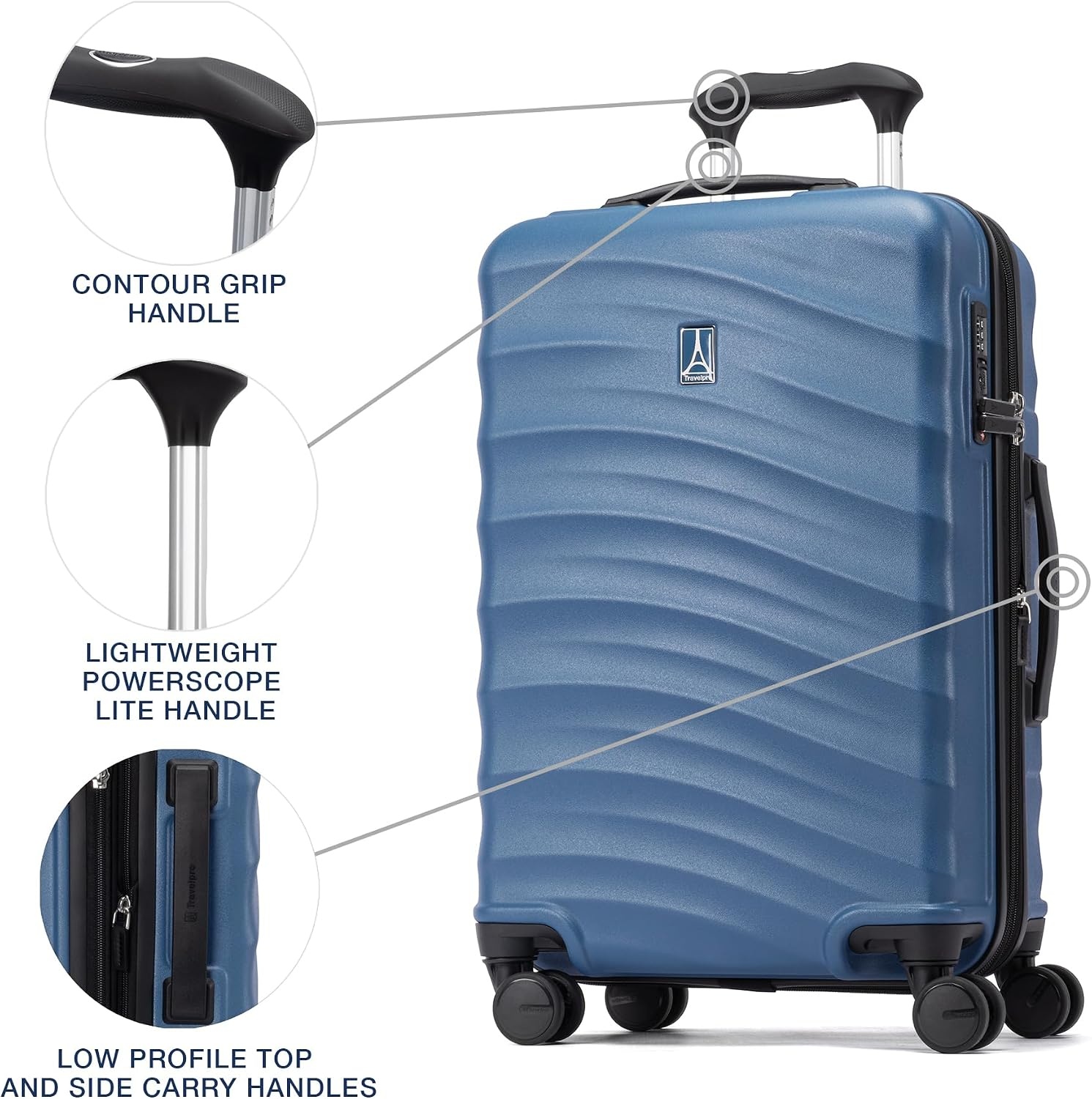 image:imageTravelpro Maxlite Air V2 Hardside Expandable Checked Black 28Inch Lightweight Polycarbonate Hard Shell Luggage 8 Spinner Wheels TSA Lock amp Durable Construction Men amp WomenEnsign Blue