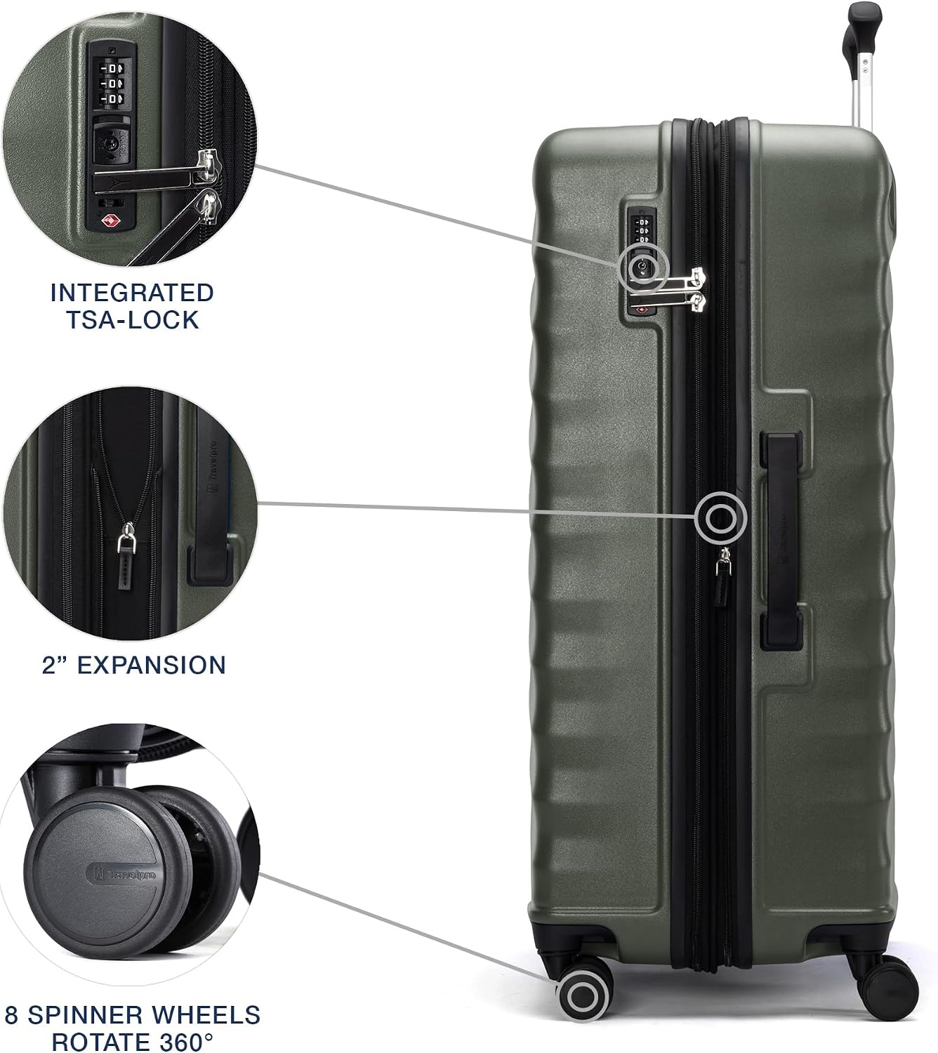 image:imageTravelpro Maxlite Air V2 Hardside Expandable Checked Black 28Inch Lightweight Polycarbonate Hard Shell Luggage 8 Spinner Wheels TSA Lock amp Durable Construction Men amp WomenSlate Green
