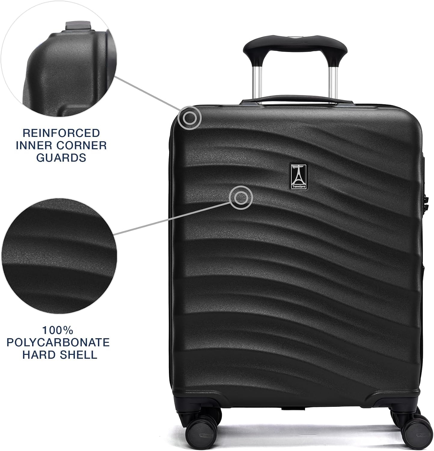 image:imageTravelpro Maxlite Air V2 Hardside Expandable Checked Black 28Inch Lightweight Polycarbonate Hard Shell Luggage 8 Spinner Wheels TSA Lock amp Durable Construction Men amp WomenBlack