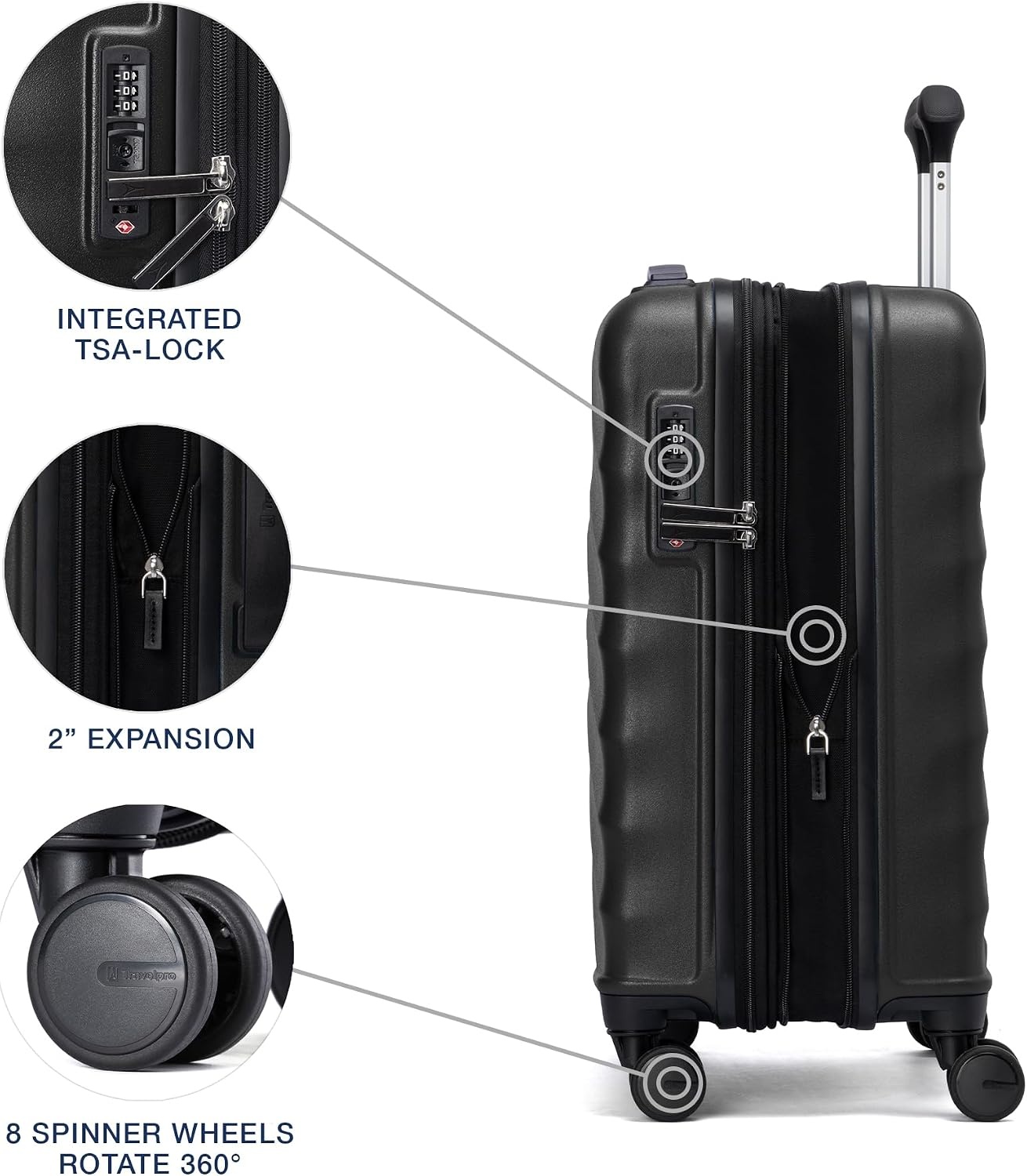 image:imageTravelpro Maxlite Air V2 Hardside Expandable Checked Black 28Inch Lightweight Polycarbonate Hard Shell Luggage 8 Spinner Wheels TSA Lock amp Durable Construction Men amp WomenBlack