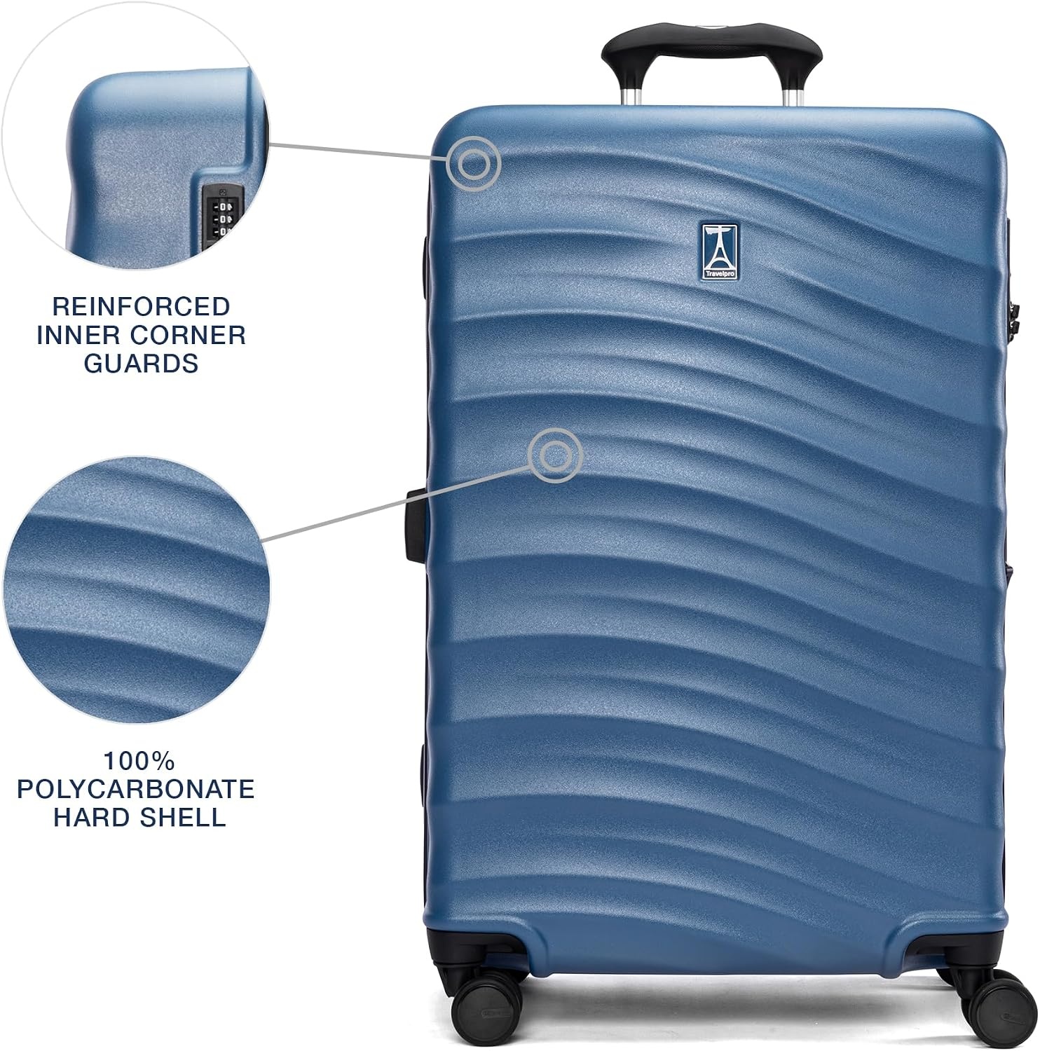 image:imageTravelpro Maxlite Air V2 Hardside Expandable Checked Black 28Inch Lightweight Polycarbonate Hard Shell Luggage 8 Spinner Wheels TSA Lock amp Durable Construction Men amp WomenEnsign Blue