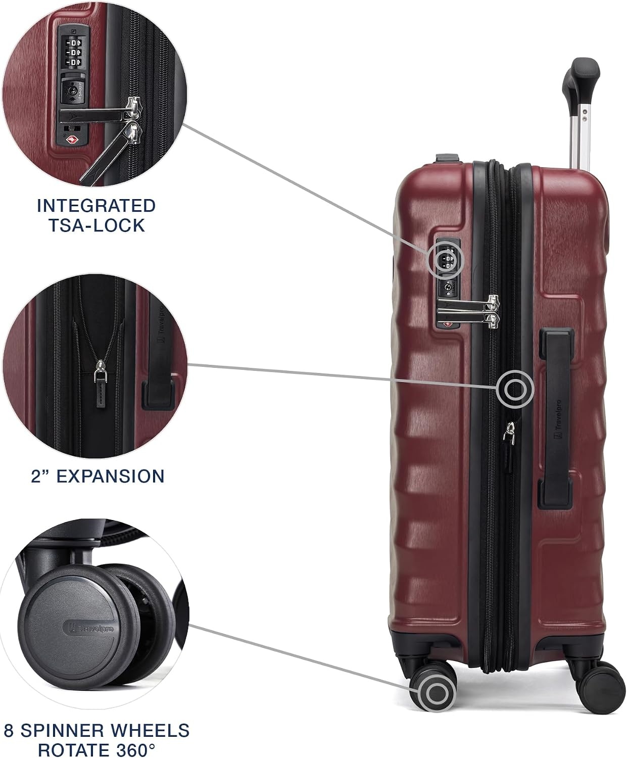 image:imageTravelpro Maxlite Air V2 Hardside Expandable Checked Black 28Inch Lightweight Polycarbonate Hard Shell Luggage 8 Spinner Wheels TSA Lock amp Durable Construction Men amp WomenCabernet