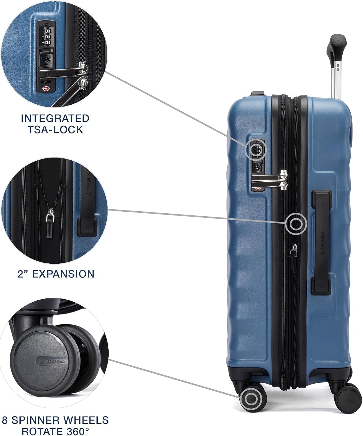 image:imageTravelpro Maxlite Air V2 Hardside Expandable Checked Black 28Inch Lightweight Polycarbonate Hard Shell Luggage 8 Spinner Wheels TSA Lock amp Durable Construction Men amp WomenEnsign Blue