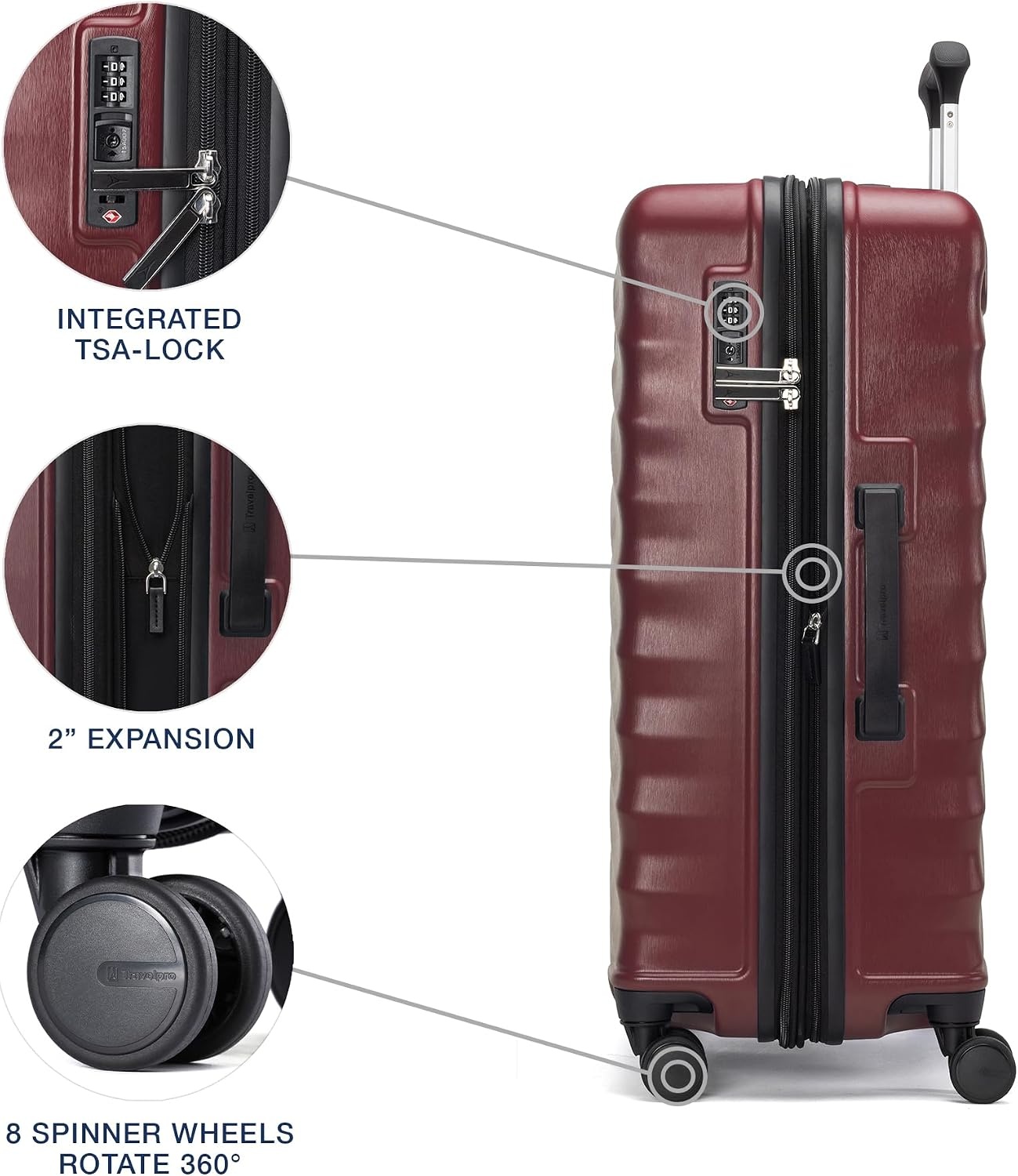 image:imageTravelpro Maxlite Air V2 Hardside Expandable Checked Black 28Inch Lightweight Polycarbonate Hard Shell Luggage 8 Spinner Wheels TSA Lock amp Durable Construction Men amp WomenCabernet