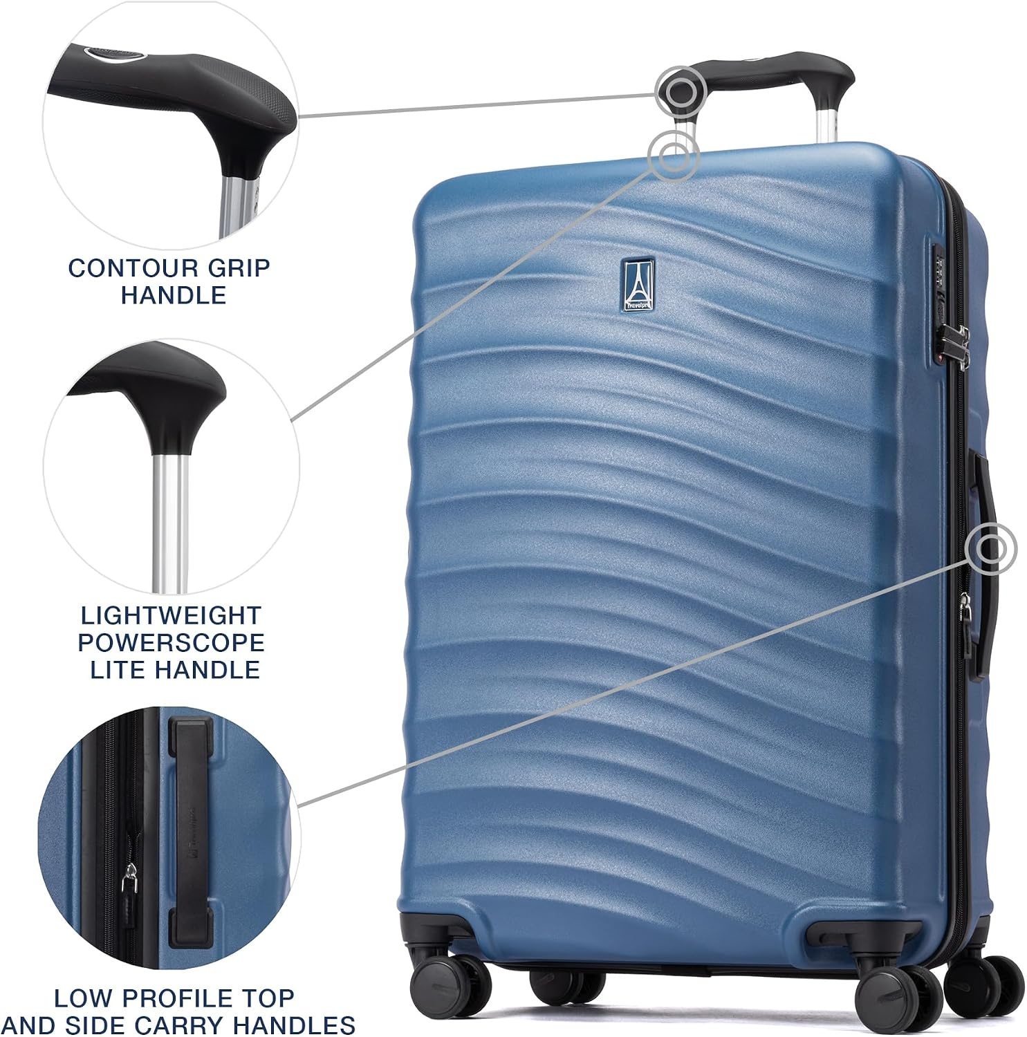 image:imageTravelpro Maxlite Air V2 Hardside Expandable Checked Black 28Inch Lightweight Polycarbonate Hard Shell Luggage 8 Spinner Wheels TSA Lock amp Durable Construction Men amp WomenEnsign Blue