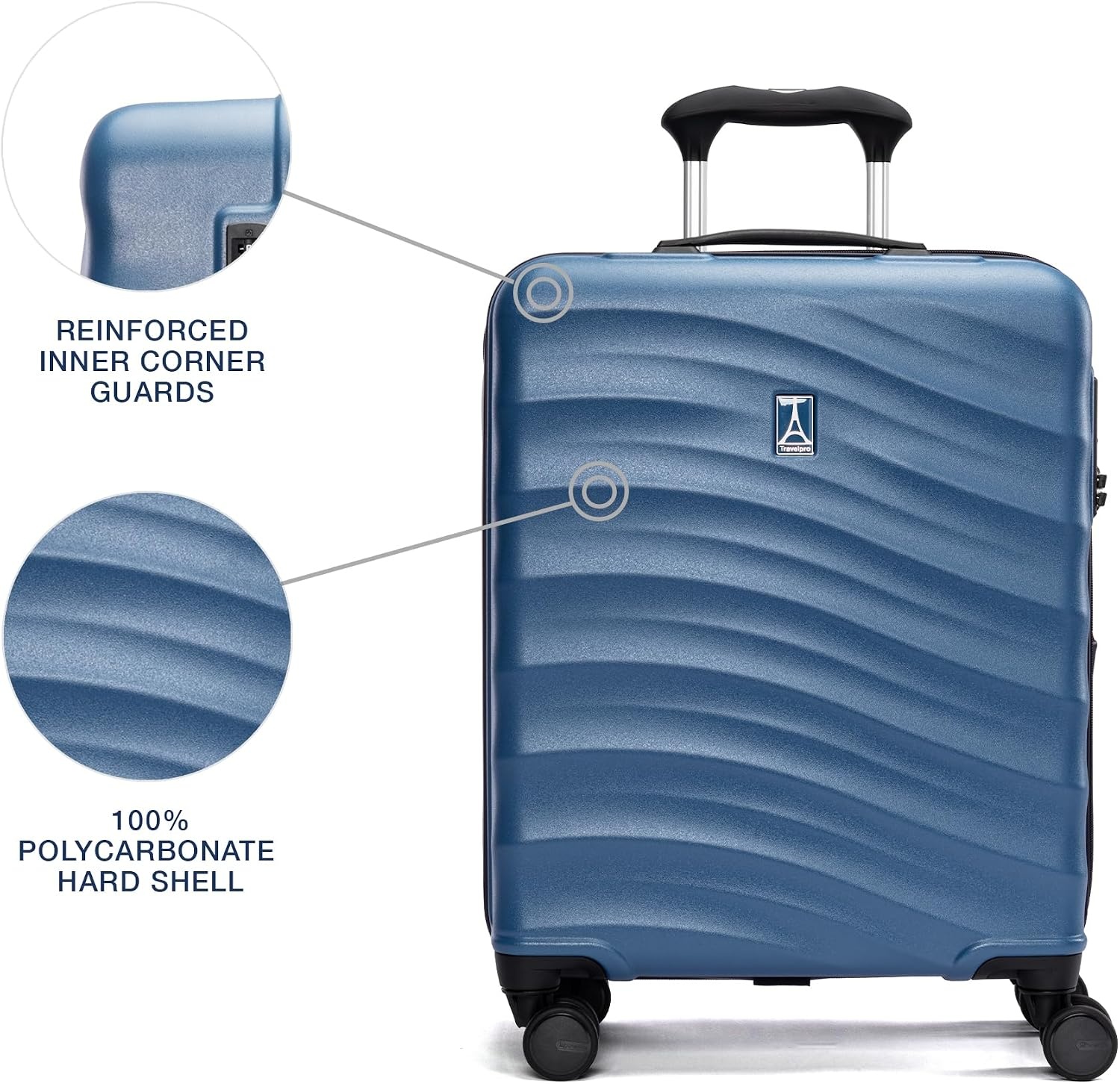 image:imageTravelpro Maxlite Air V2 Hardside Expandable Checked Black 28Inch Lightweight Polycarbonate Hard Shell Luggage 8 Spinner Wheels TSA Lock amp Durable Construction Men amp WomenEnsign Blue