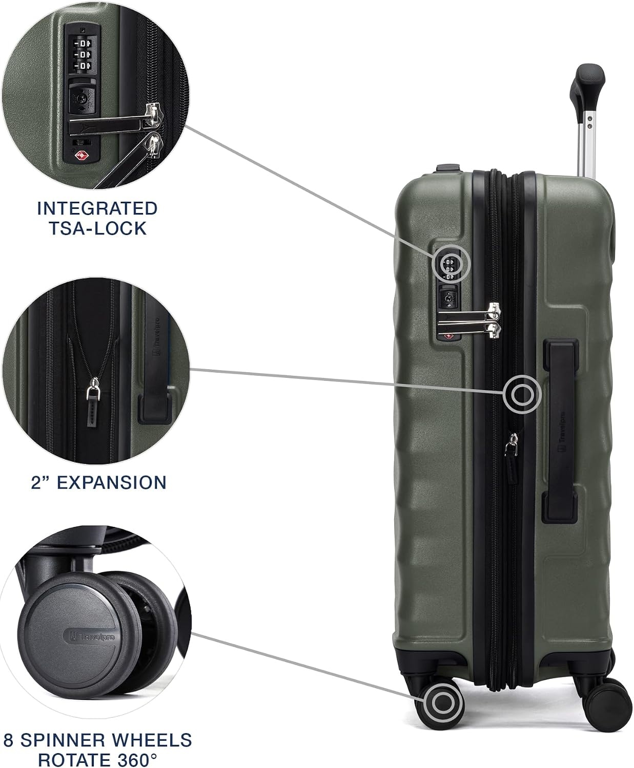 image:imageTravelpro Maxlite Air V2 Hardside Expandable Checked Black 28Inch Lightweight Polycarbonate Hard Shell Luggage 8 Spinner Wheels TSA Lock amp Durable Construction Men amp WomenSlate Green