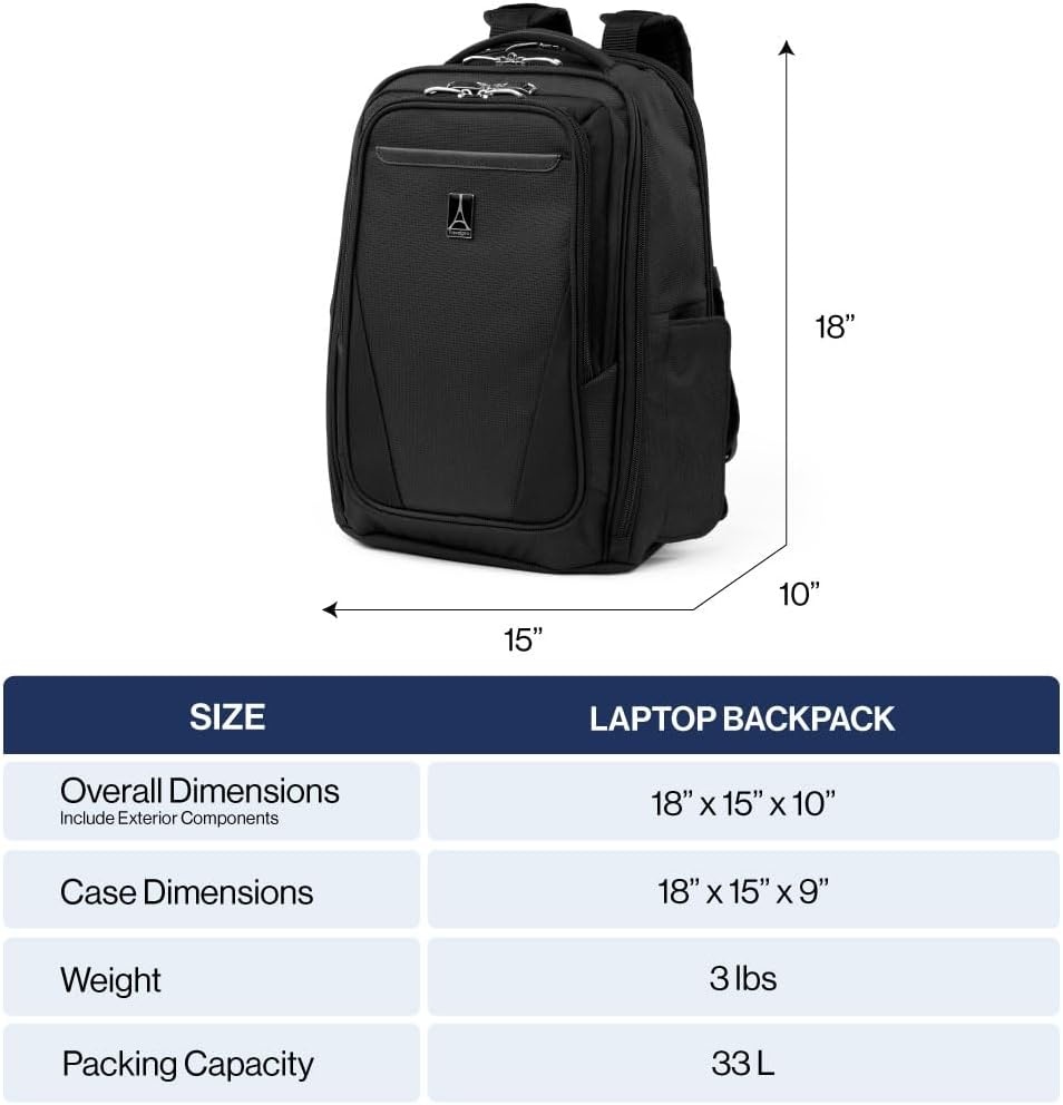 image:imageTravelpro Maxlite Travel Laptop Backpack Black 18Inch Fits Up to 16Inch Laptop amp 11Inch Tablet WaterResistant amp Lightweight for Work Everyday Carry for Men amp Women