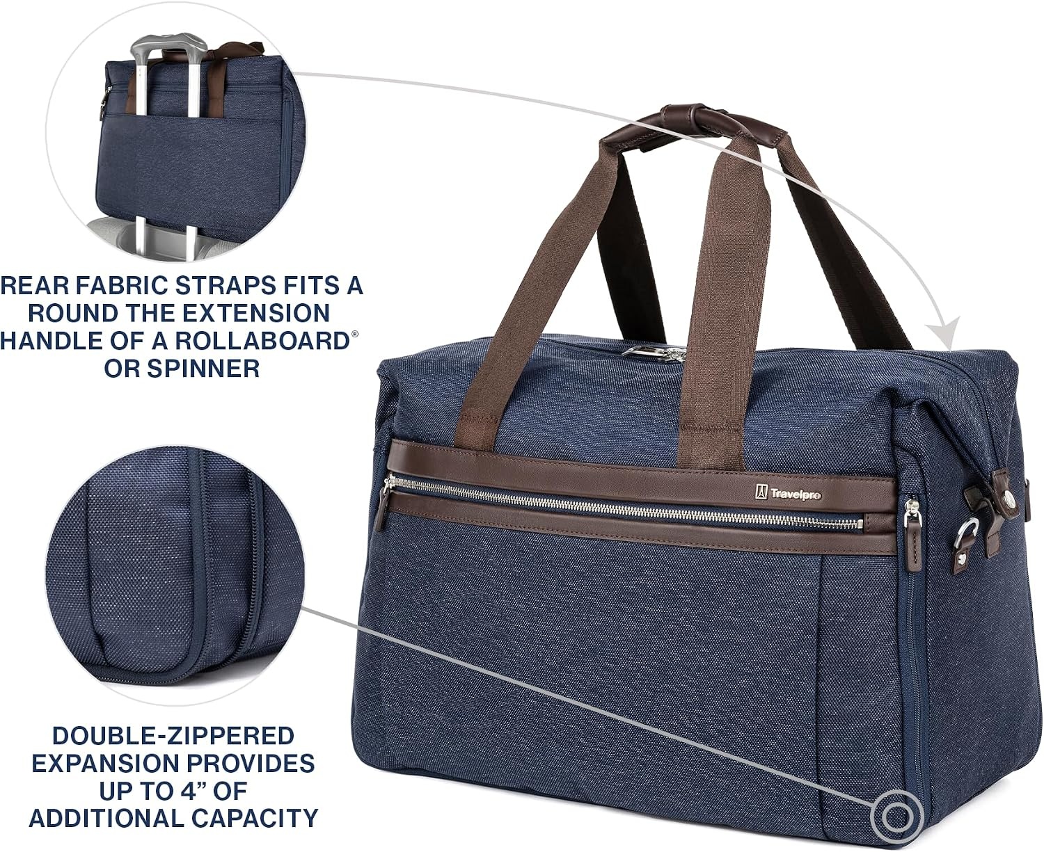 image:imageTravelpro Platinum Elite CarryOn Luggage Duffel Bag Grey 19Inch Soft 49L Capacity Travel for Weekenders amp Gym Compliant Ideal for Men amp Women TravelersTrue Navy Blue