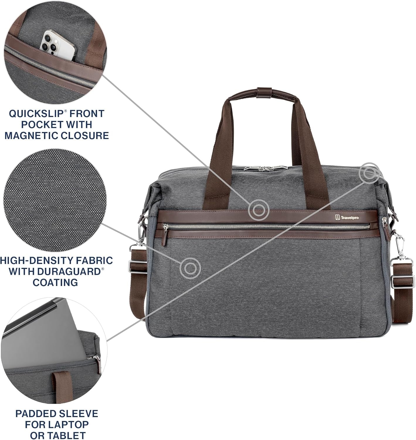 image:imageTravelpro Platinum Elite CarryOn Luggage Duffel Bag Grey 19Inch Soft 49L Capacity Travel for Weekenders amp Gym Compliant Ideal for Men amp Women TravelersVintage Grey