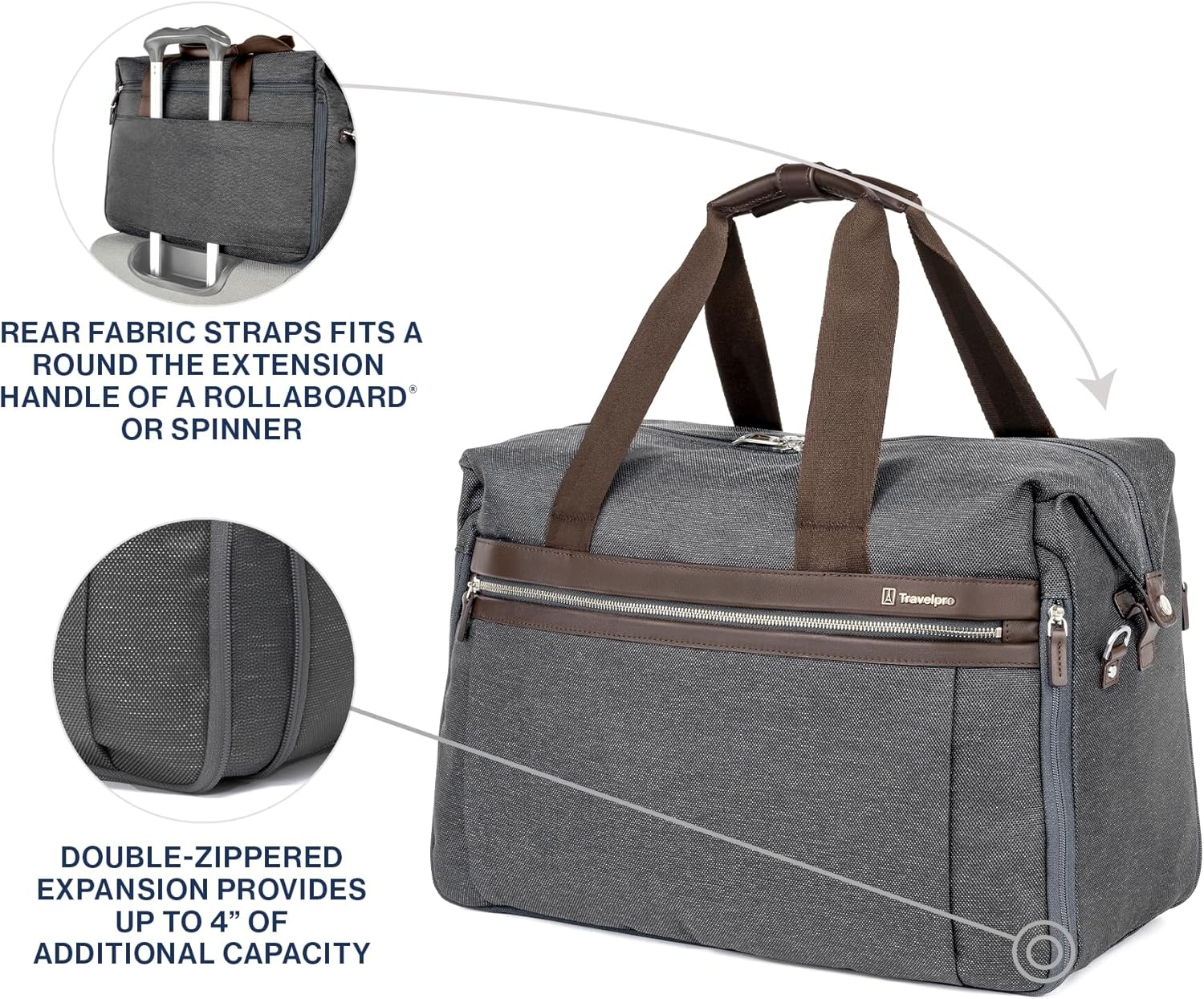 image:imageTravelpro Platinum Elite CarryOn Luggage Duffel Bag Grey 19Inch Soft 49L Capacity Travel for Weekenders amp Gym Compliant Ideal for Men amp Women TravelersVintage Grey