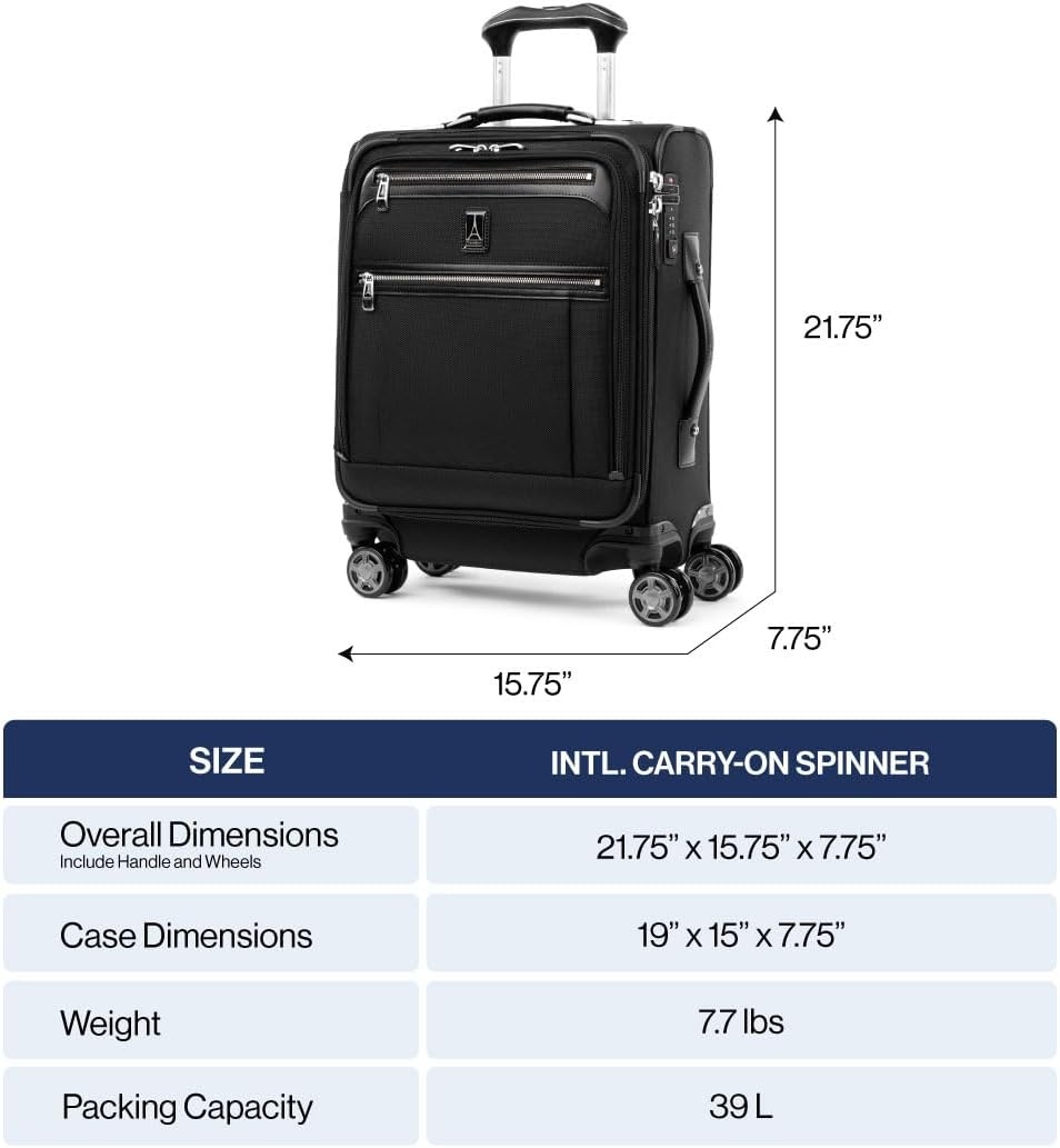 image:imageTravelpro Platinum Elite CarryOn Luggage Spinner Grey 19InchVintage Grey