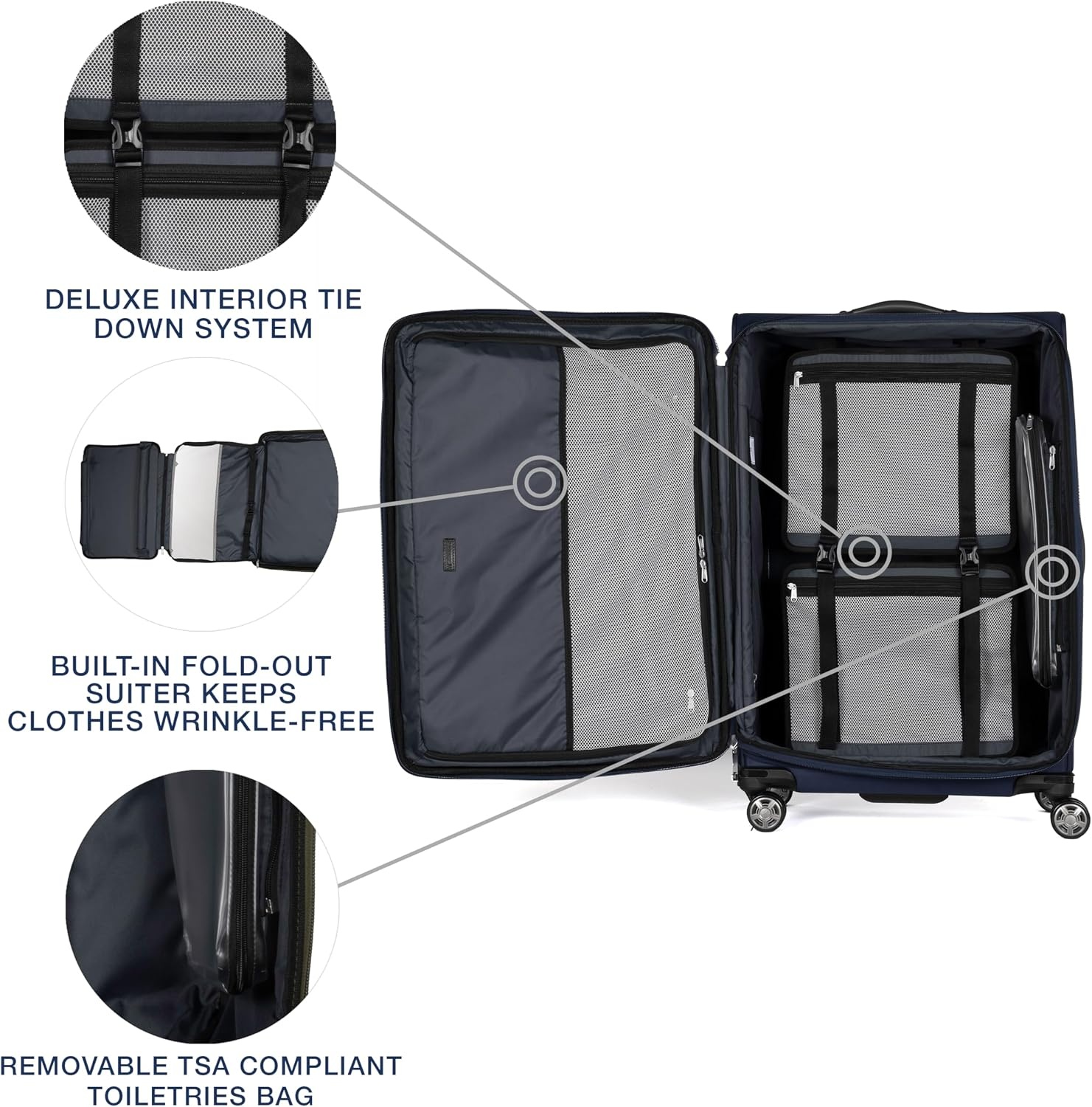 image:imageTravelpro Platinum Elite CarryOn Luggage Spinner Grey 21InchDark Blue