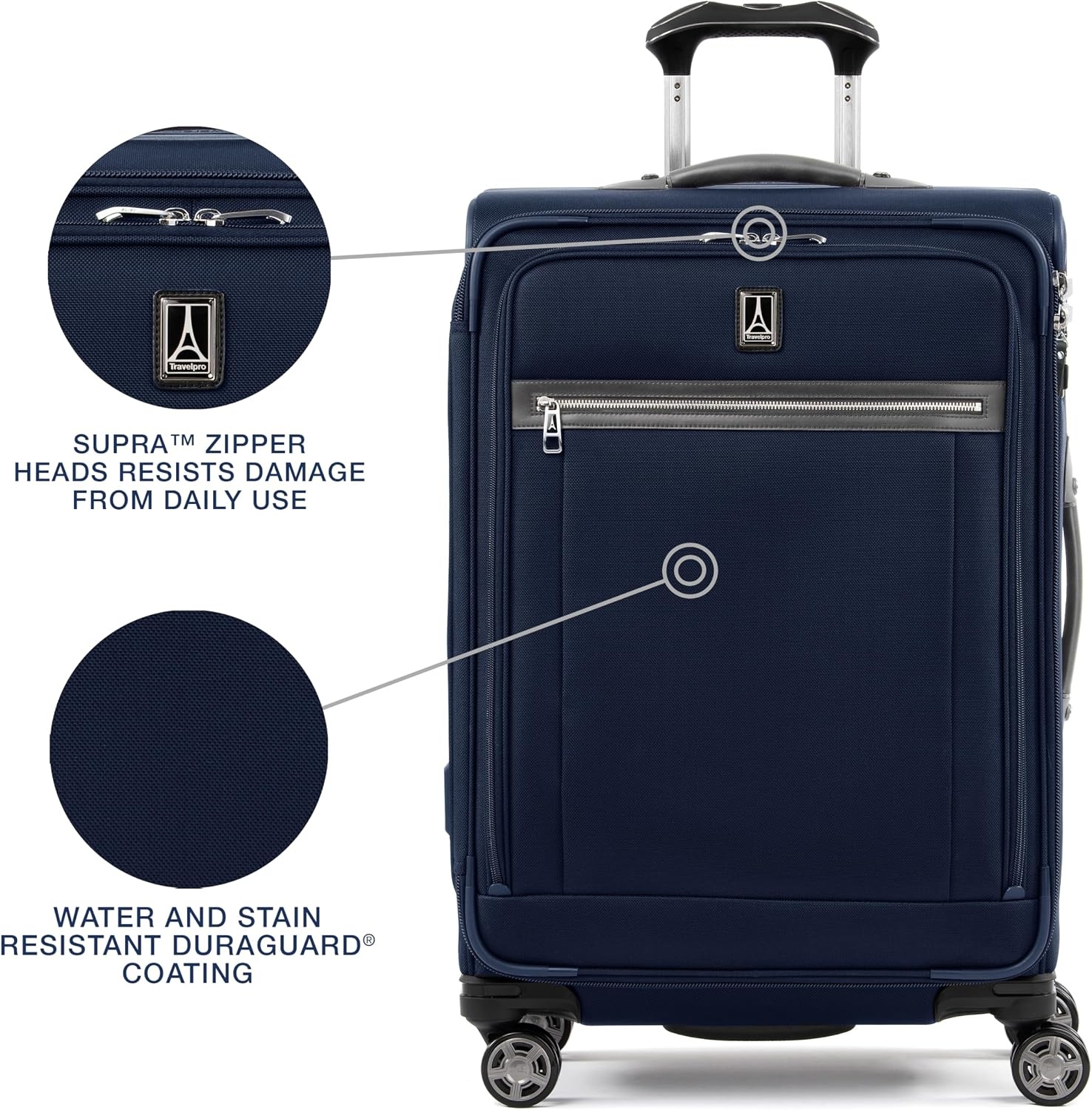 image:imageTravelpro Platinum Elite CarryOn Luggage Spinner Grey 21InchDark Blue