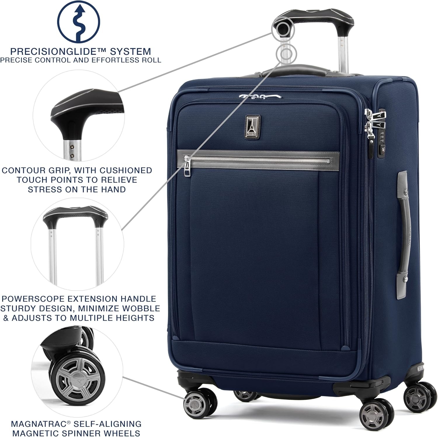 image:imageTravelpro Platinum Elite CarryOn Luggage Spinner Grey 21InchDark Blue