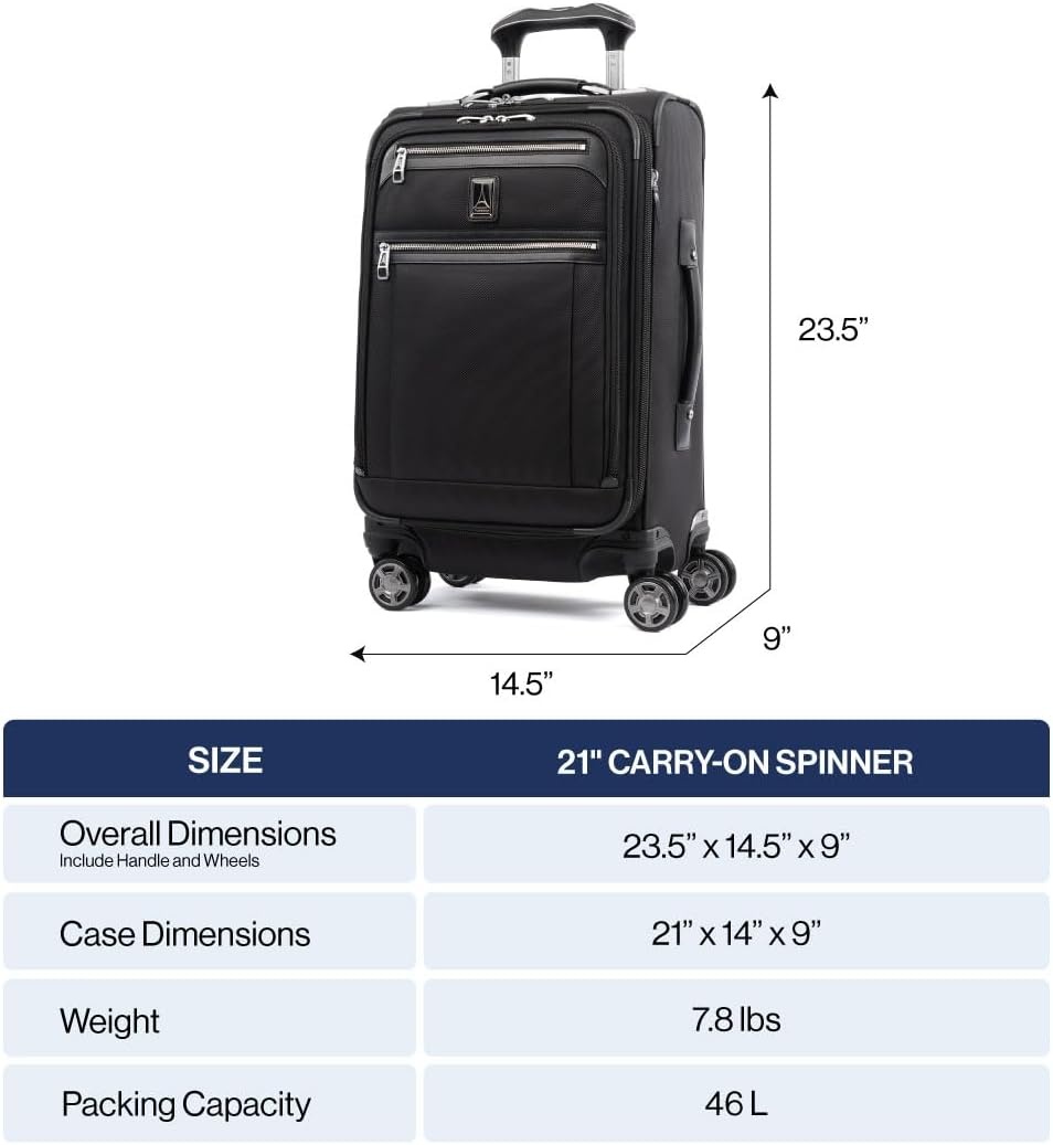 image:imageTravelpro Platinum Elite CarryOn Luggage Spinner Grey 21InchDark Blue