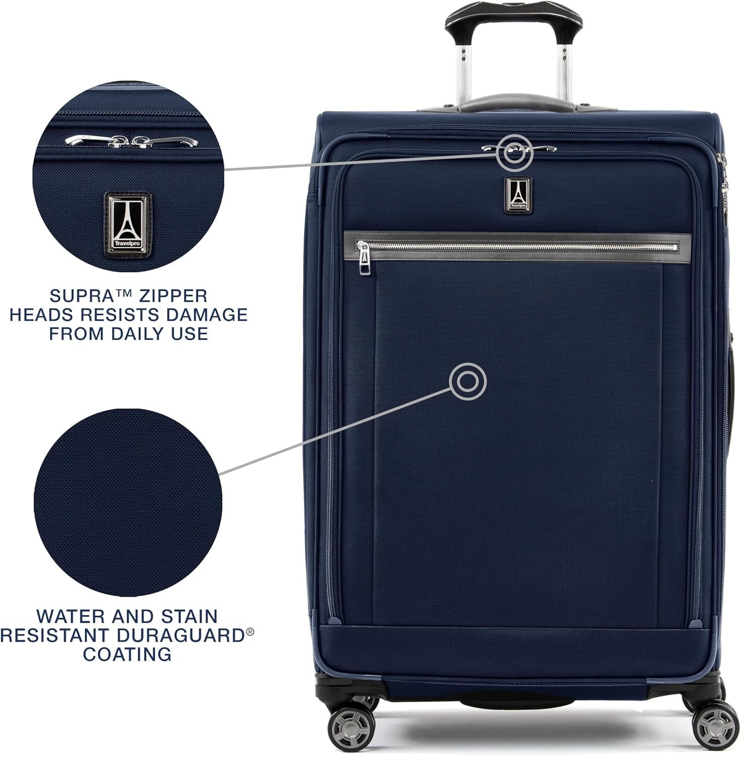 image:imageTravelpro Platinum Elite CarryOn Luggage Spinner Grey 21InchDark Blue