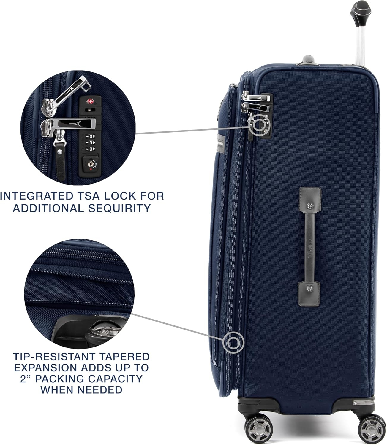 image:imageTravelpro Platinum Elite CarryOn Luggage Spinner Grey 21InchDark Blue