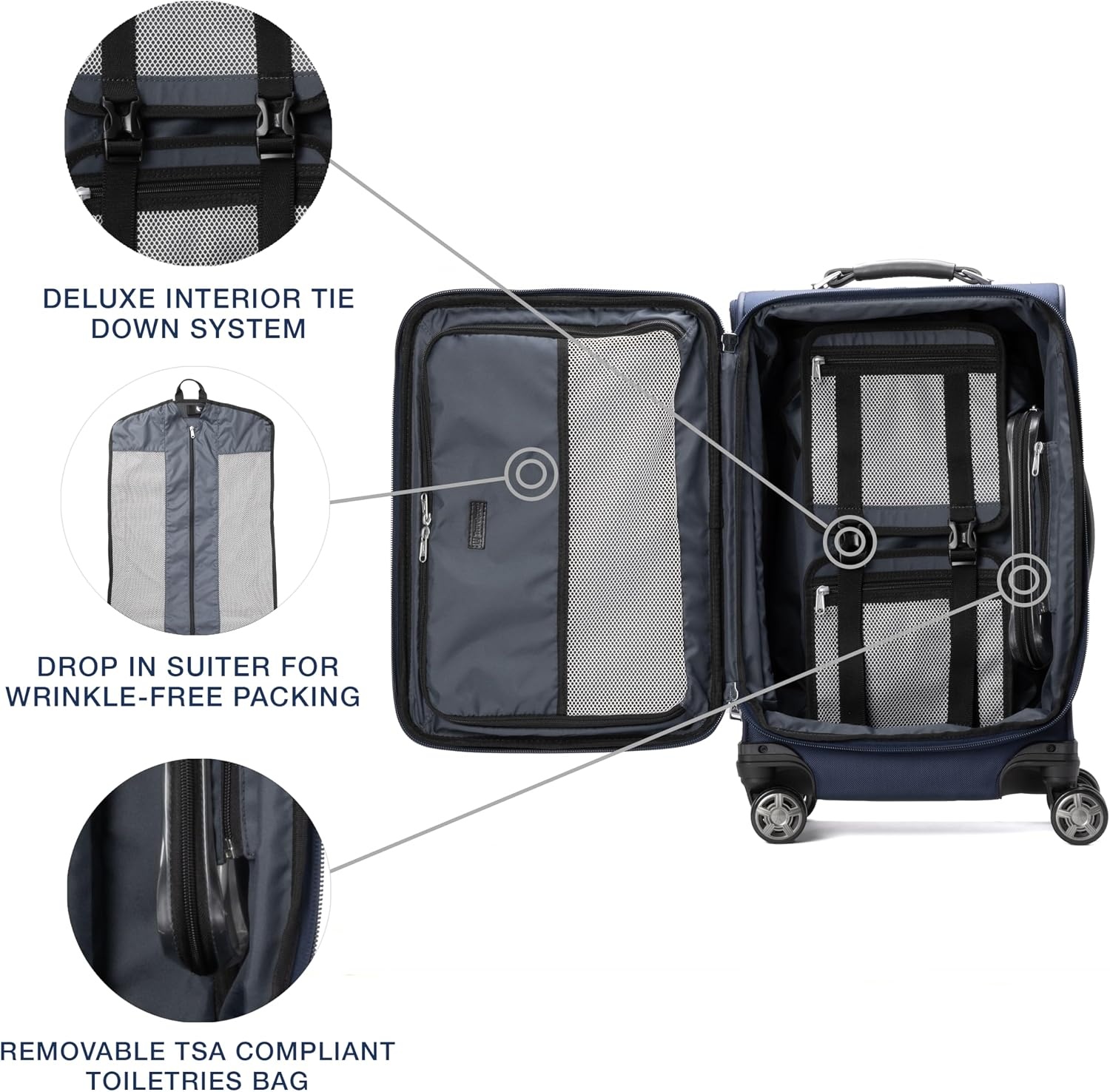 image:imageTravelpro Platinum Elite CarryOn Luggage Spinner Grey 21InchDark Blue