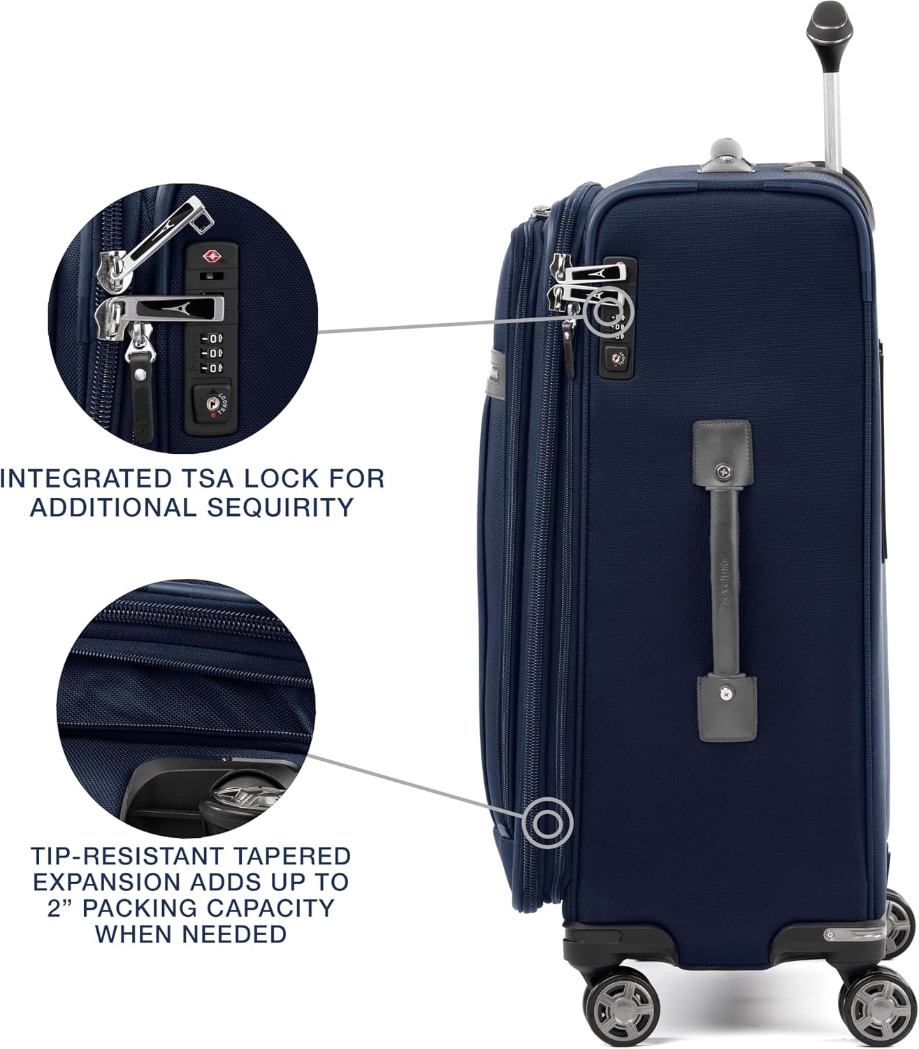 image:imageTravelpro Platinum Elite CarryOn Luggage Spinner Grey 21InchDark Blue