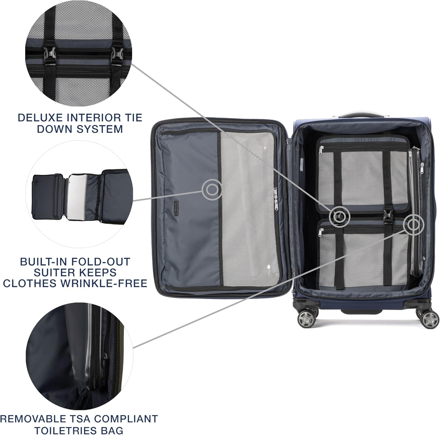 image:imageTravelpro Platinum Elite CarryOn Luggage Spinner Grey 21InchDark Blue