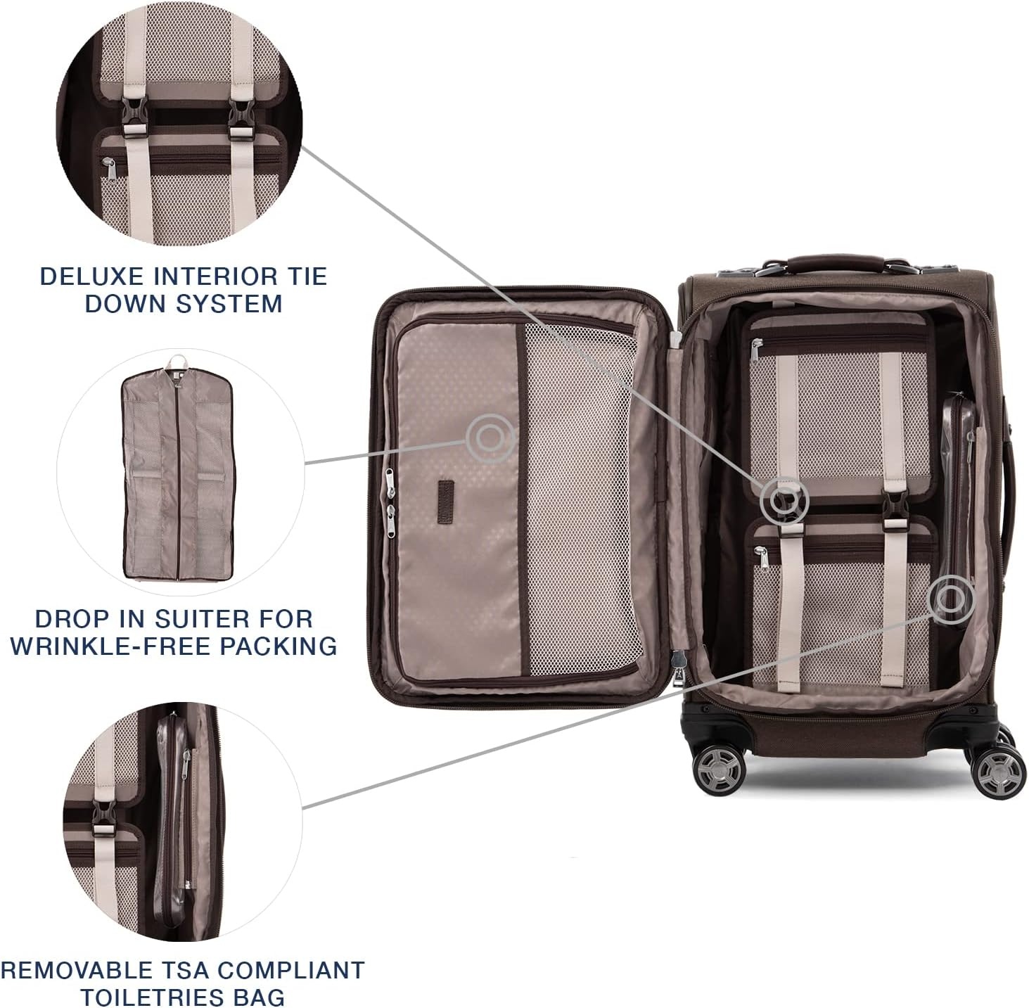 image:imageTravelpro Platinum Elite CarryOn Luggage Spinner Grey 21InchRich Espresso Brown