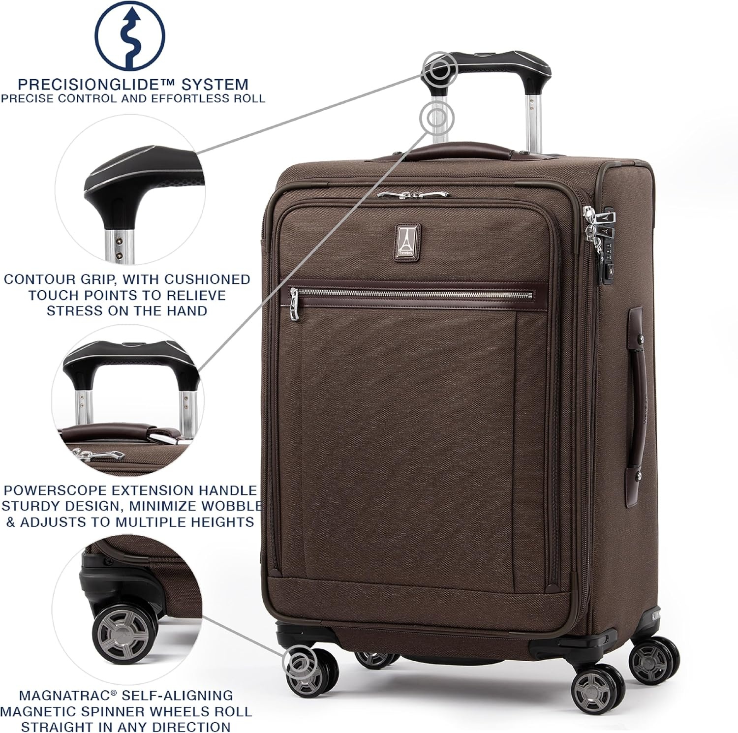 image:imageTravelpro Platinum Elite CarryOn Luggage Spinner Grey 21InchRich Espresso Brown