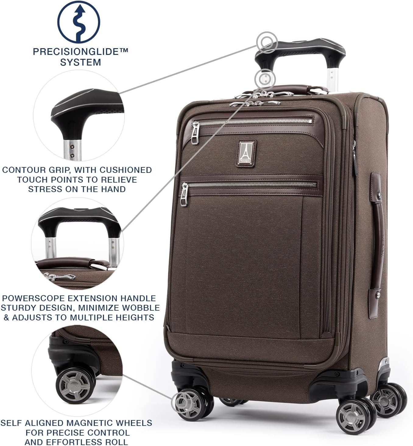 image:imageTravelpro Platinum Elite CarryOn Luggage Spinner Grey 21InchRich Espresso Brown