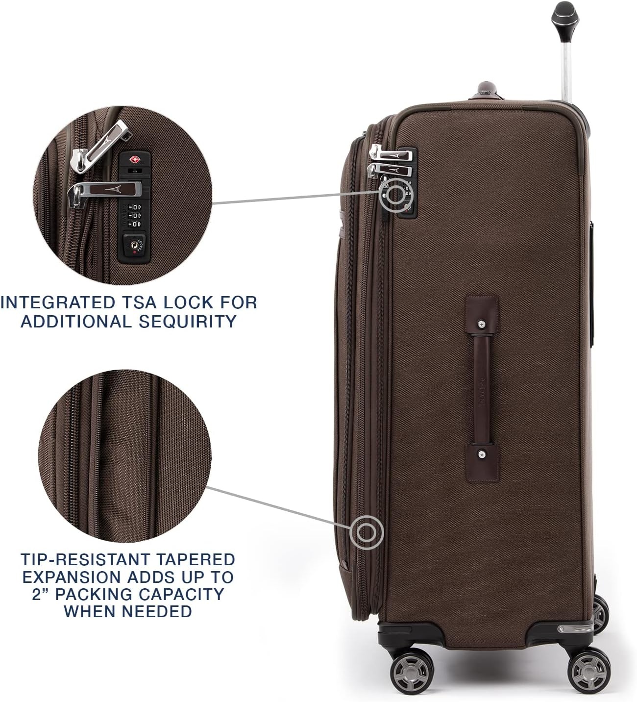image:imageTravelpro Platinum Elite CarryOn Luggage Spinner Grey 21InchRich Espresso Brown