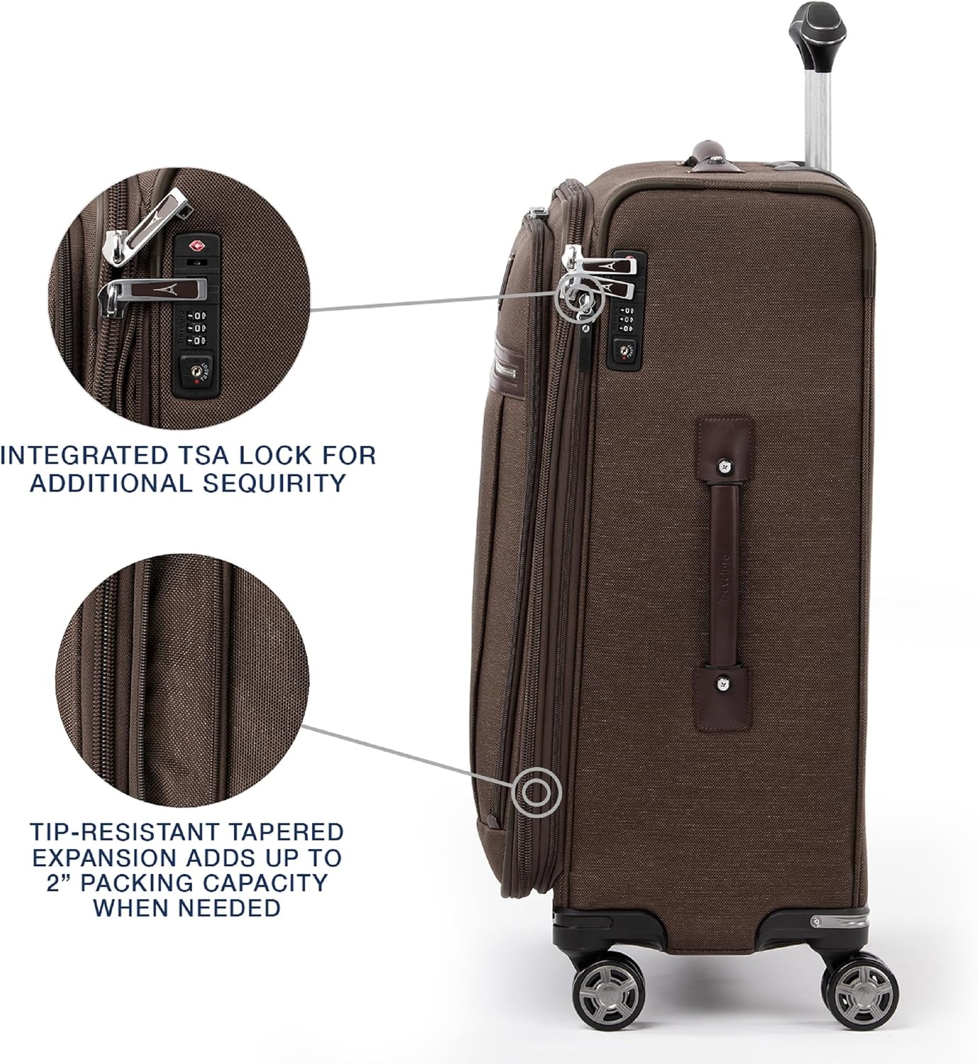 image:imageTravelpro Platinum Elite CarryOn Luggage Spinner Grey 21InchRich Espresso Brown