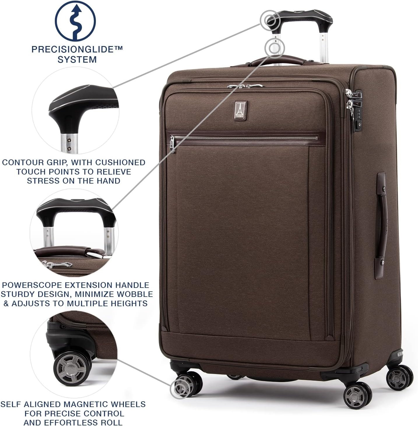 image:imageTravelpro Platinum Elite CarryOn Luggage Spinner Grey 21InchRich Espresso Brown