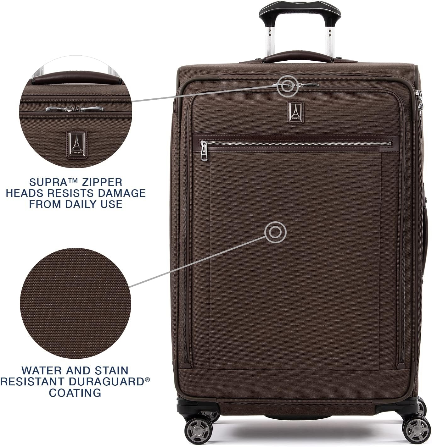 image:imageTravelpro Platinum Elite CarryOn Luggage Spinner Grey 21InchRich Espresso Brown