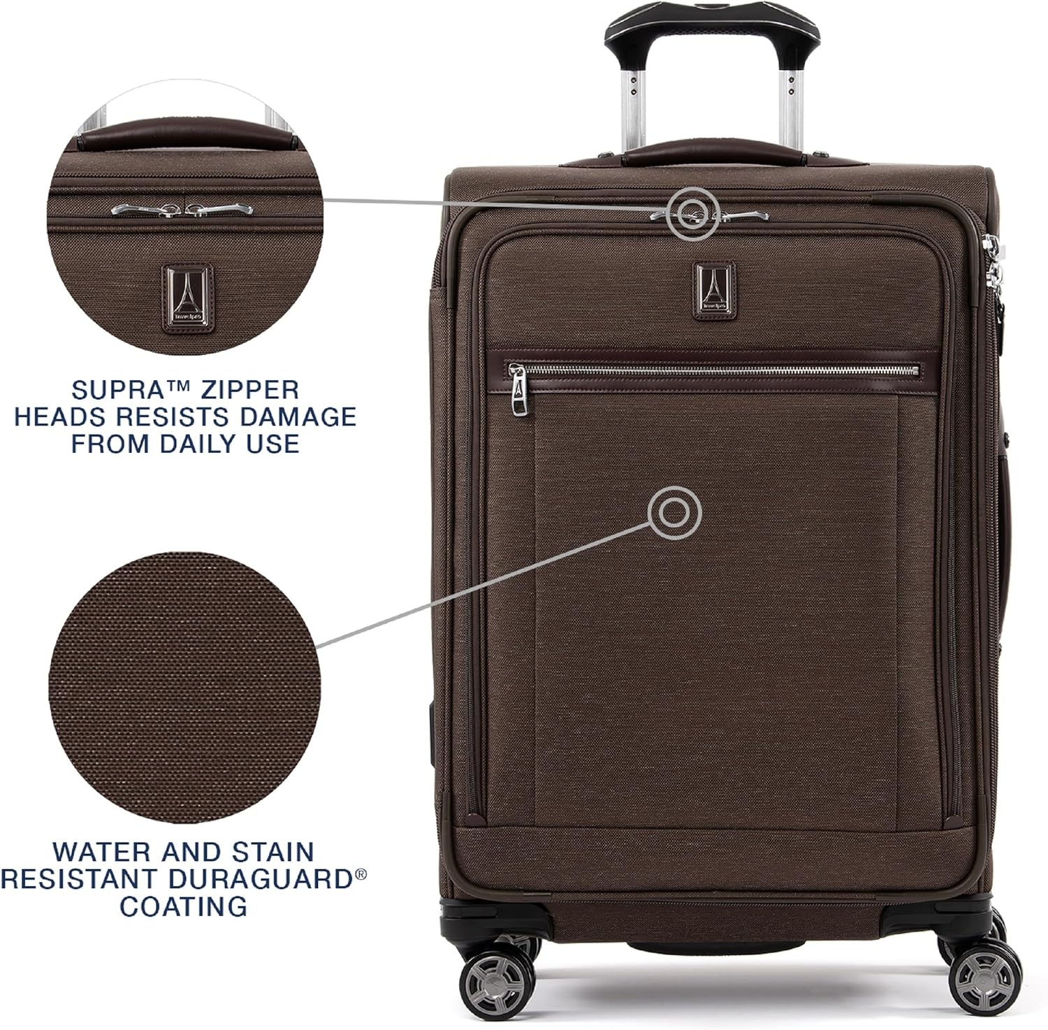 image:imageTravelpro Platinum Elite CarryOn Luggage Spinner Grey 21InchRich Espresso Brown
