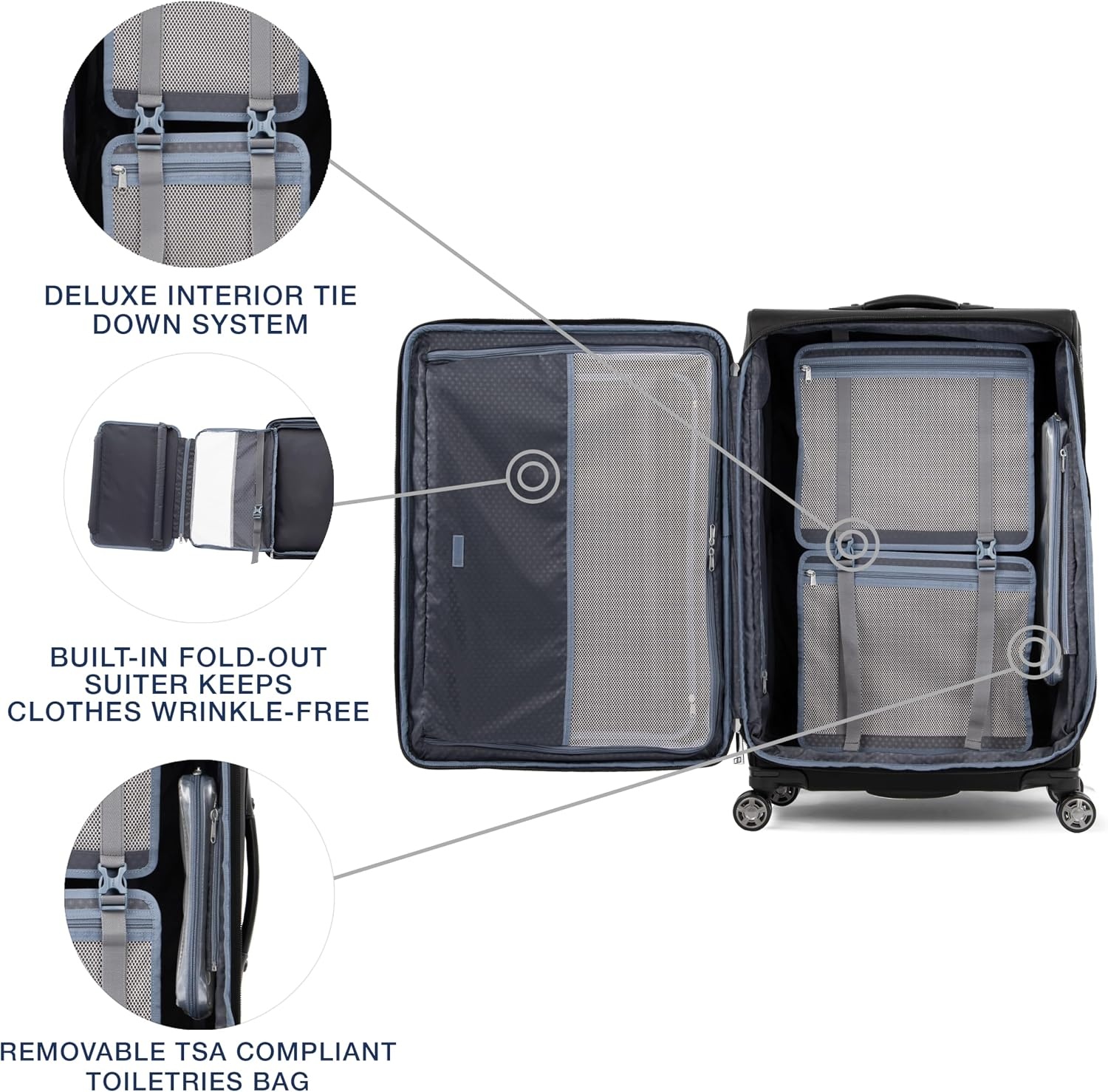image:imageTravelpro Platinum Elite CarryOn Luggage Spinner Grey 21InchShadow Black