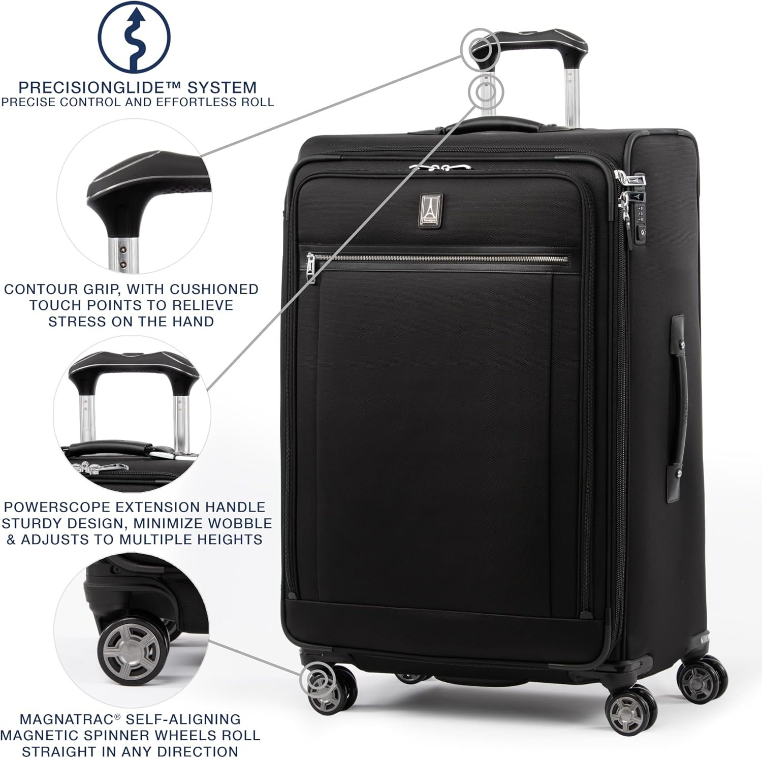 image:imageTravelpro Platinum Elite CarryOn Luggage Spinner Grey 21InchShadow Black