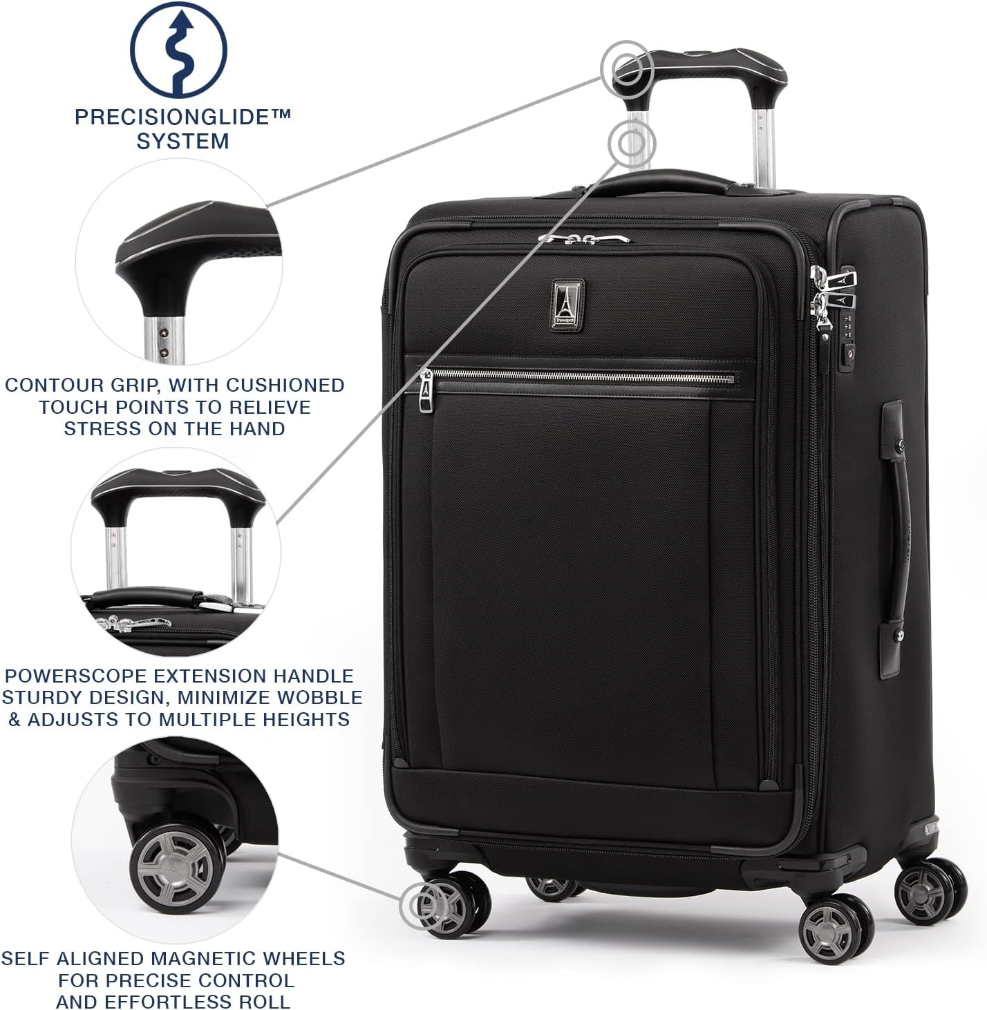 image:imageTravelpro Platinum Elite CarryOn Luggage Spinner Grey 21InchShadow Black