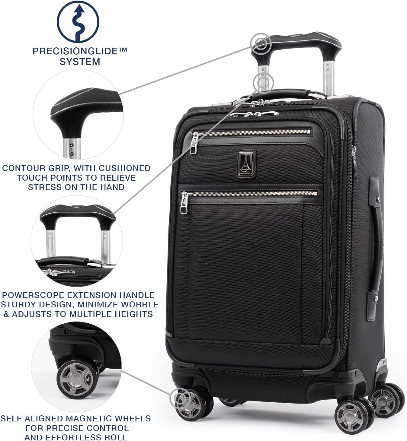 image:imageTravelpro Platinum Elite CarryOn Luggage Spinner Grey 21InchShadow Black