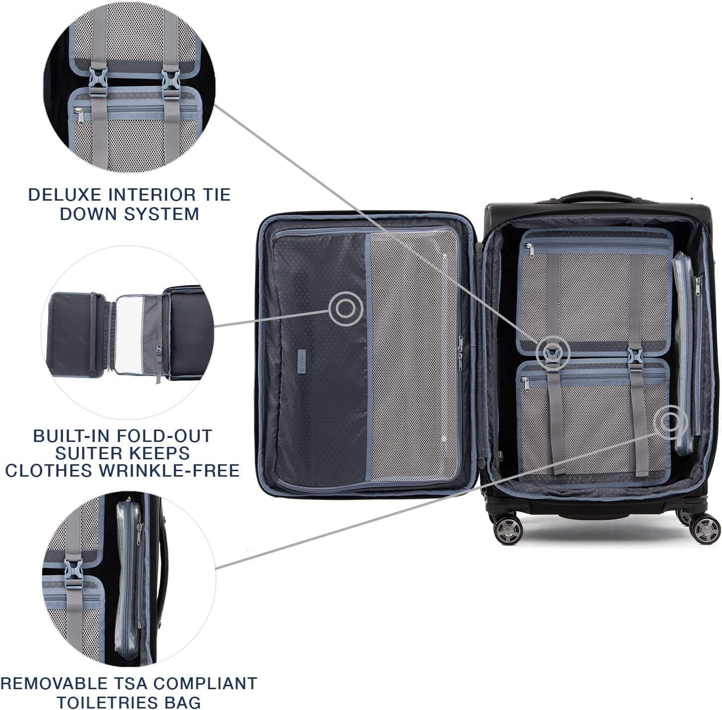 image:imageTravelpro Platinum Elite CarryOn Luggage Spinner Grey 21InchShadow Black