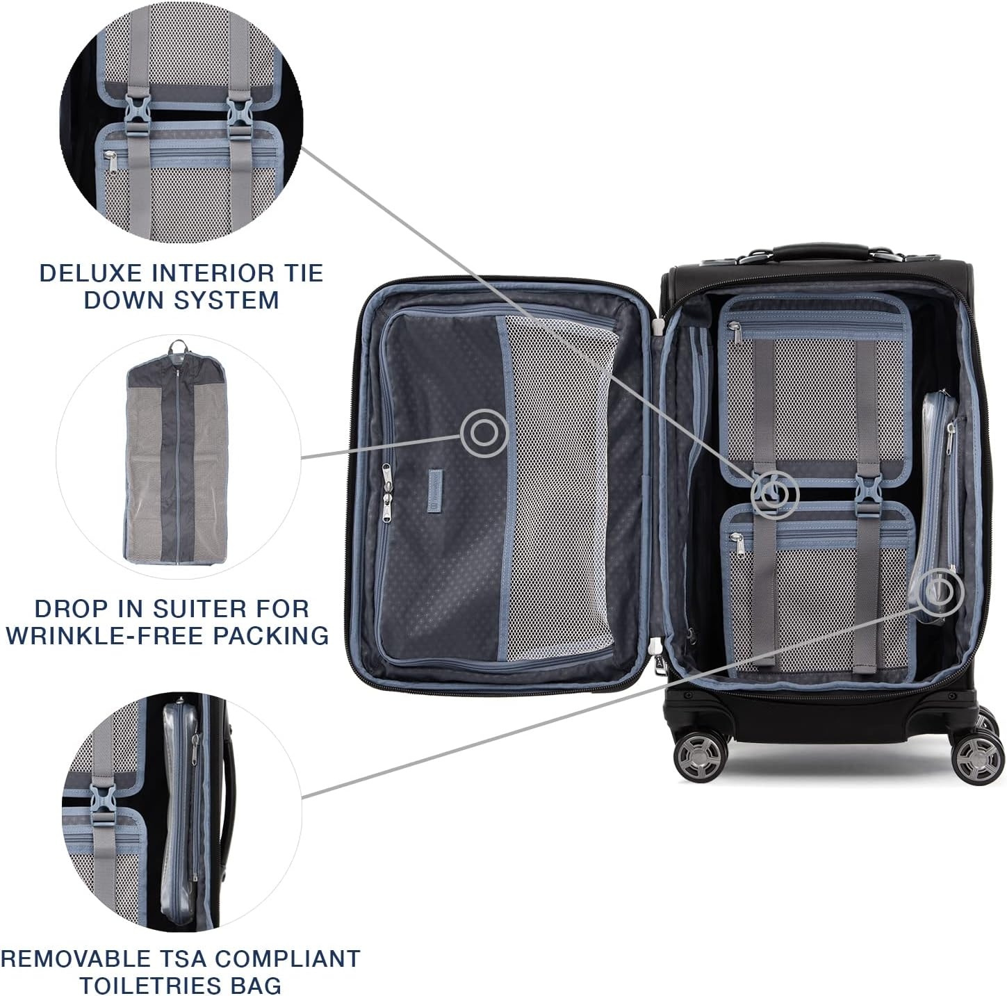 image:imageTravelpro Platinum Elite CarryOn Luggage Spinner Grey 21InchShadow Black