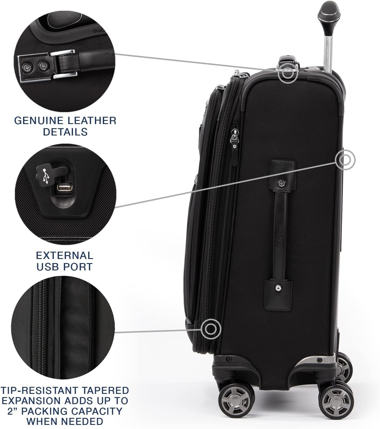 image:imageTravelpro Platinum Elite CarryOn Luggage Spinner Grey 21InchShadow Black