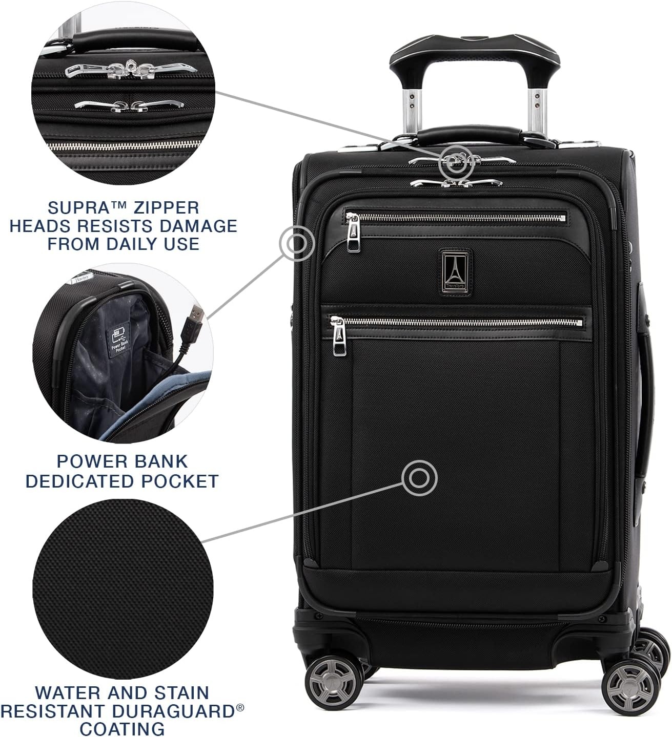 image:imageTravelpro Platinum Elite CarryOn Luggage Spinner Grey 21InchShadow Black
